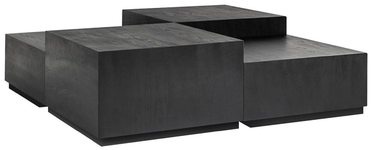 Casa Padrino Couchtisch Casa Padrino Luxus Couchtisch 4er Set Anthrazit / Schwarz 130 x 130 x H. 40 cm - Quadratischer Massivholz Wohnzimmertisch - Wohnzimmer Möbel - Luxus Möbel - Luxus Einrichtung