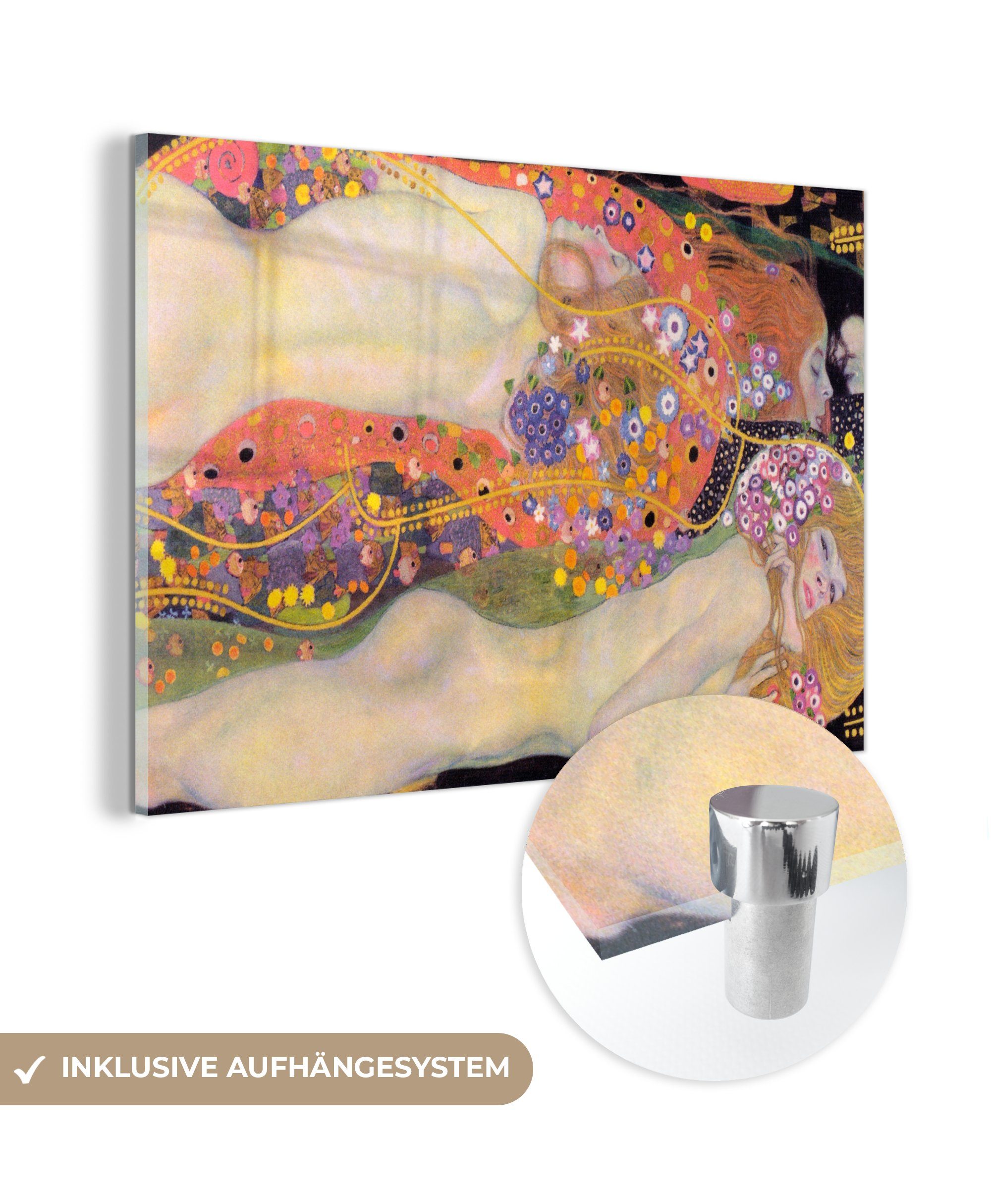 MuchoWow Acrylglasbild Wasserschlangen II - Gustav Klimt, (1 St), Acrylglasbilder Wohnzimmer & Schlafzimmer | Bilder