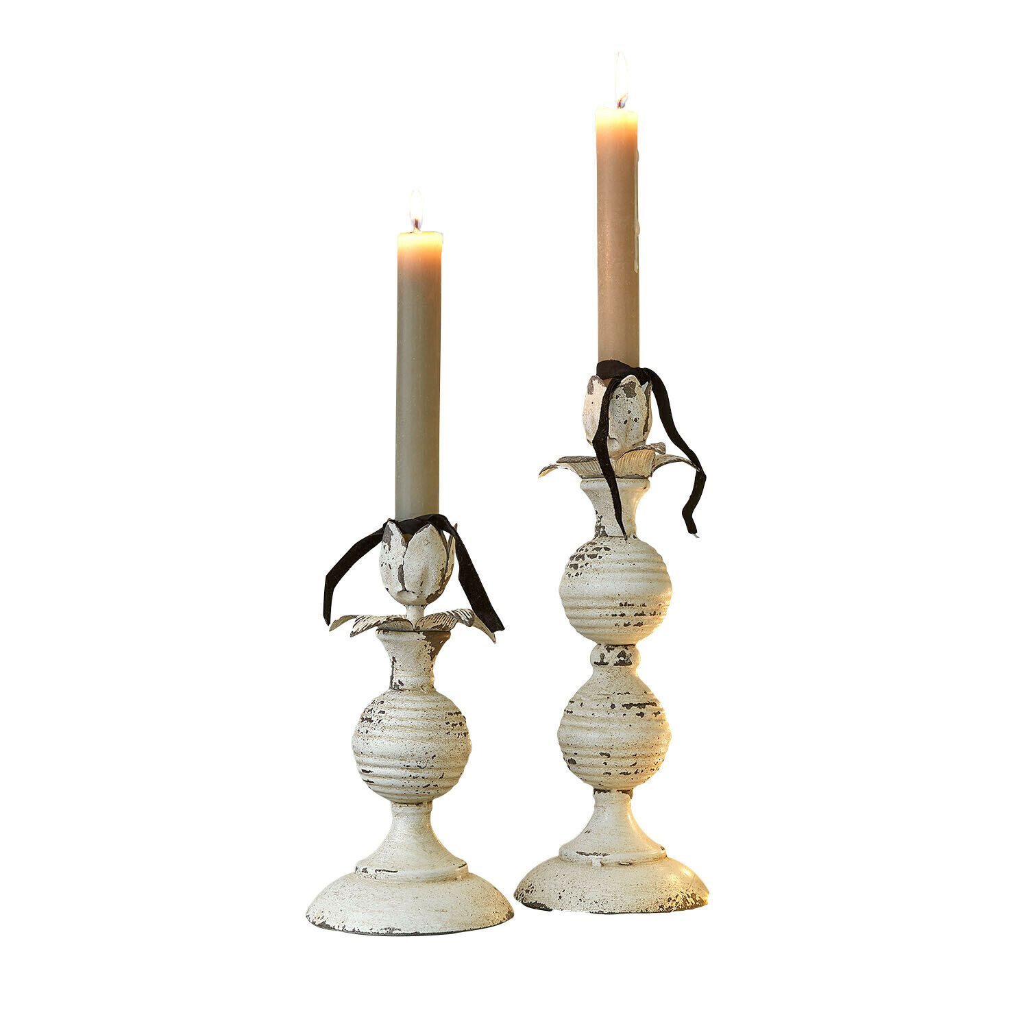 Mirabeau Kerzenständer Kerzenhalter 2er Set Soliras antikgrau