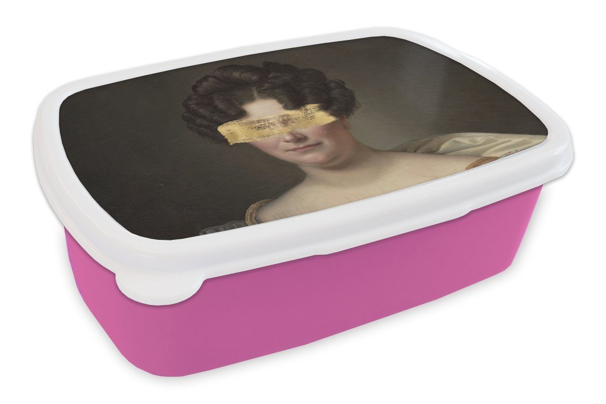 MuchoWow Lunchbox Johanna Henriëtte Engelen - Dubois Drahonet - Gemälde, Kunststoff, (2-tlg), Brotbox für Erwachsene, Brotdose Kinder, Snackbox, Mädchen, Kunststoff rosa