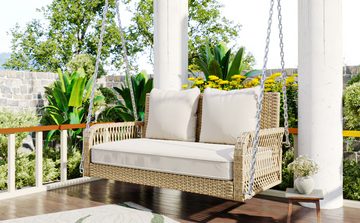 REDOM Hollywoodschaukel Gartenmöbel-Set, Gartenschaukel, 2,00-Sitzer, mit Sitzkissen und Rückenkissen, abnehmbar und waschbar