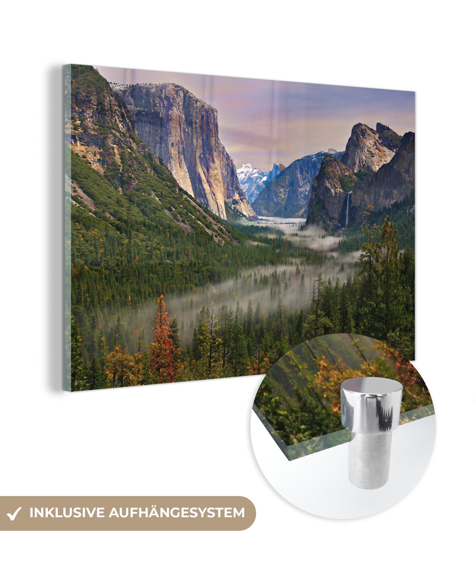 MuchoWow Acrylglasbild Die Dämmerung im Yosemite-Nationalpark, (1 St), Acrylglasbilder Wohnzimmer & Schlafzimmer