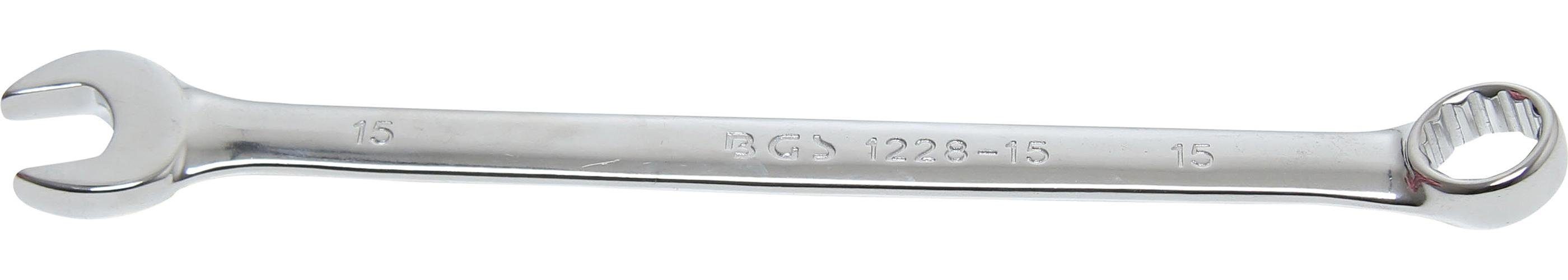BGS technic Maulschlüssel Maul-Ringschlüssel, extra lang, SW 15 mm