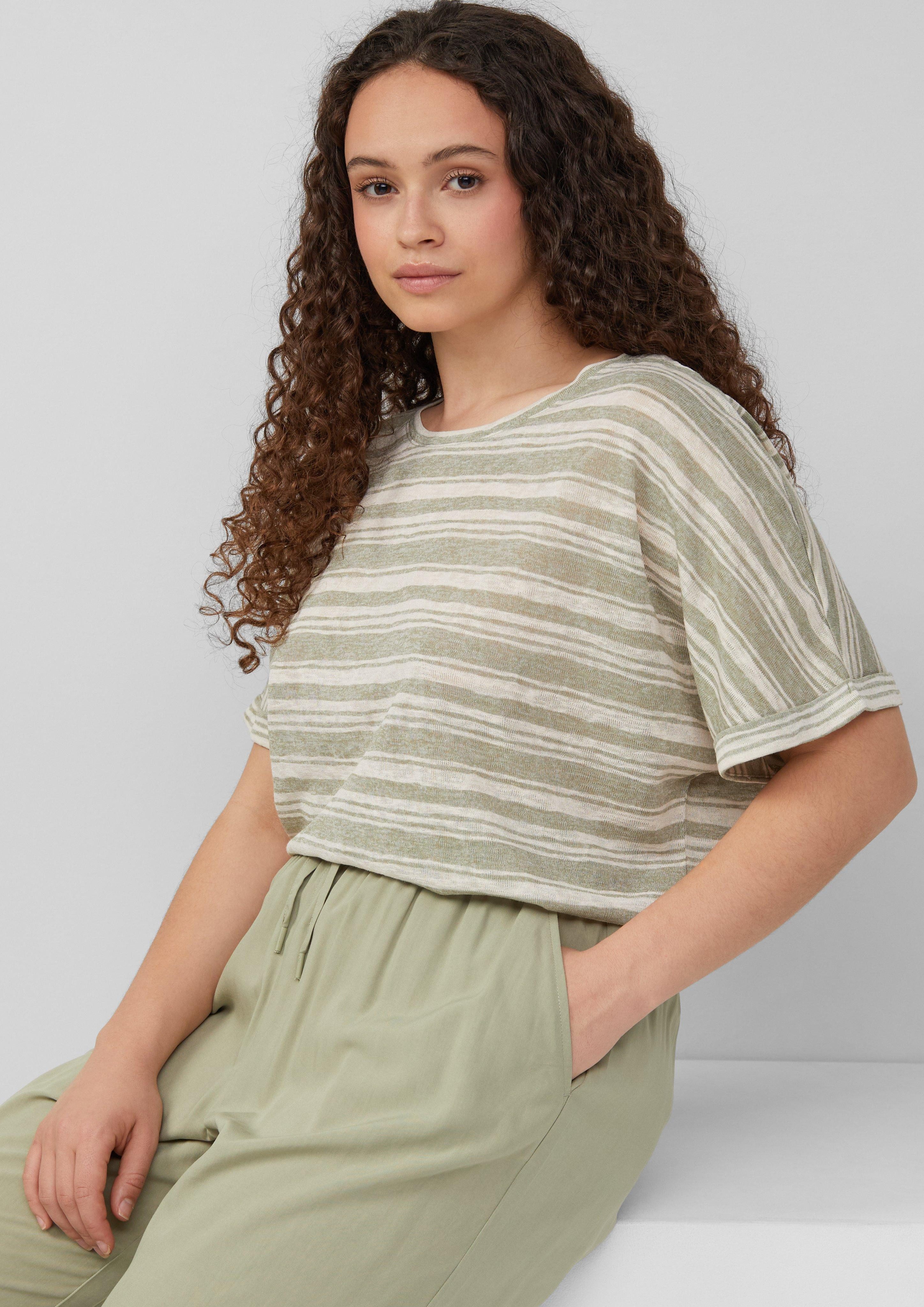 QS Kurzarmshirt Ringelshirt aus Viskosemix günstig online kaufen