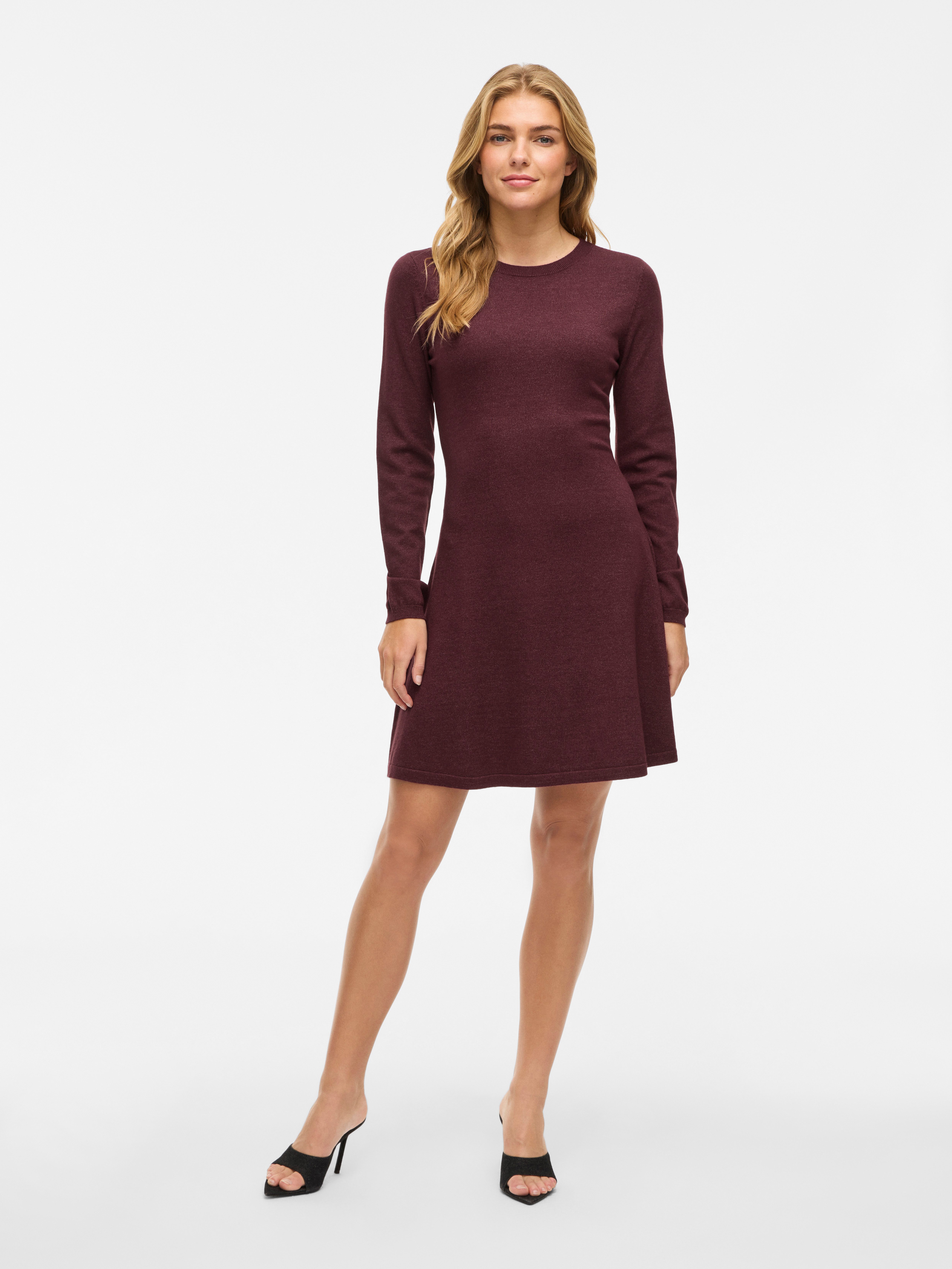 Vila Strickkleid VICOMFY A-LINE O-NECK KNIT DRESS - NOOS Materialmix, normal geschnitten