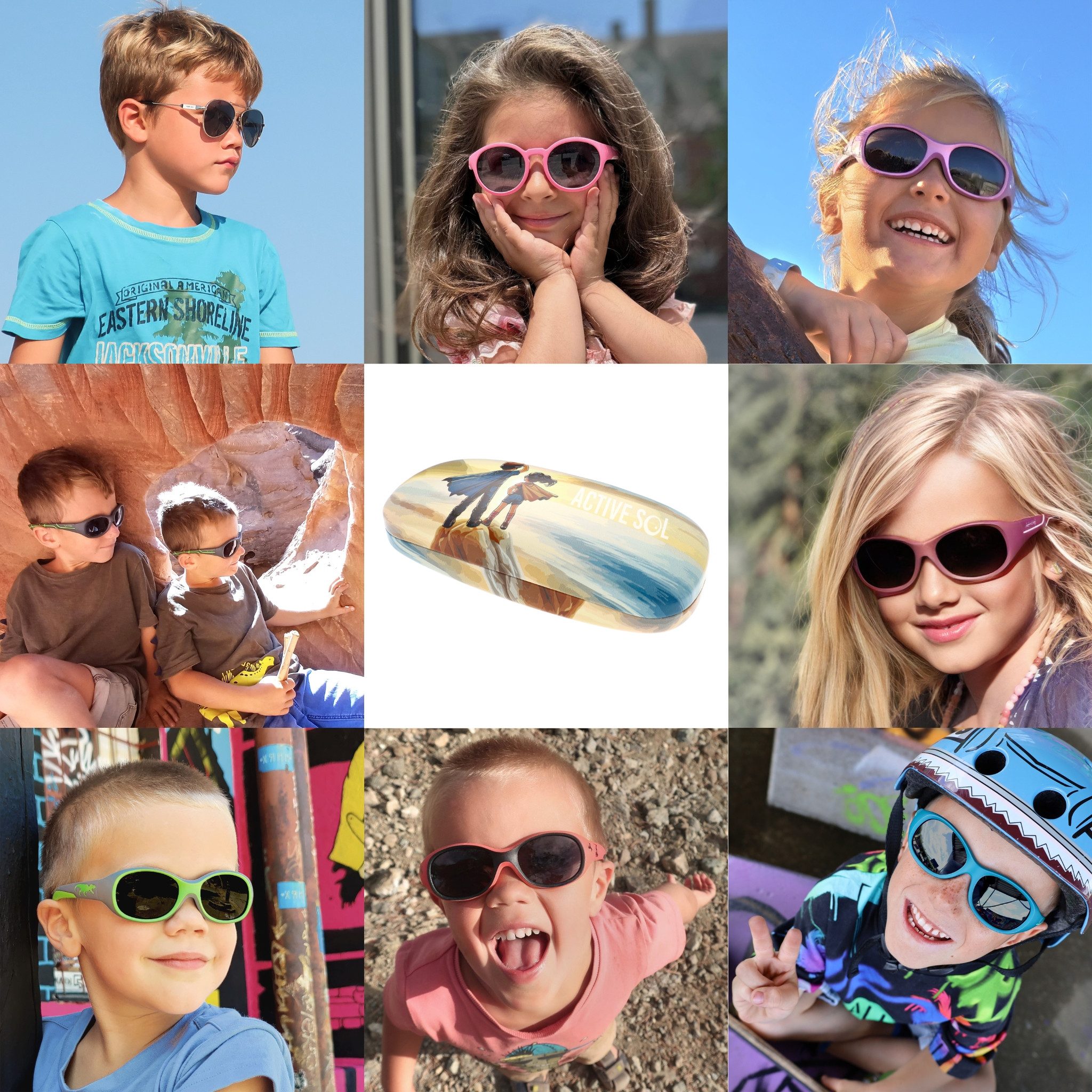 ActiveSol Brillenetui Kinder HERO, Hardcase, Jungen & Mädchen, robus, mit Brillenputztuch