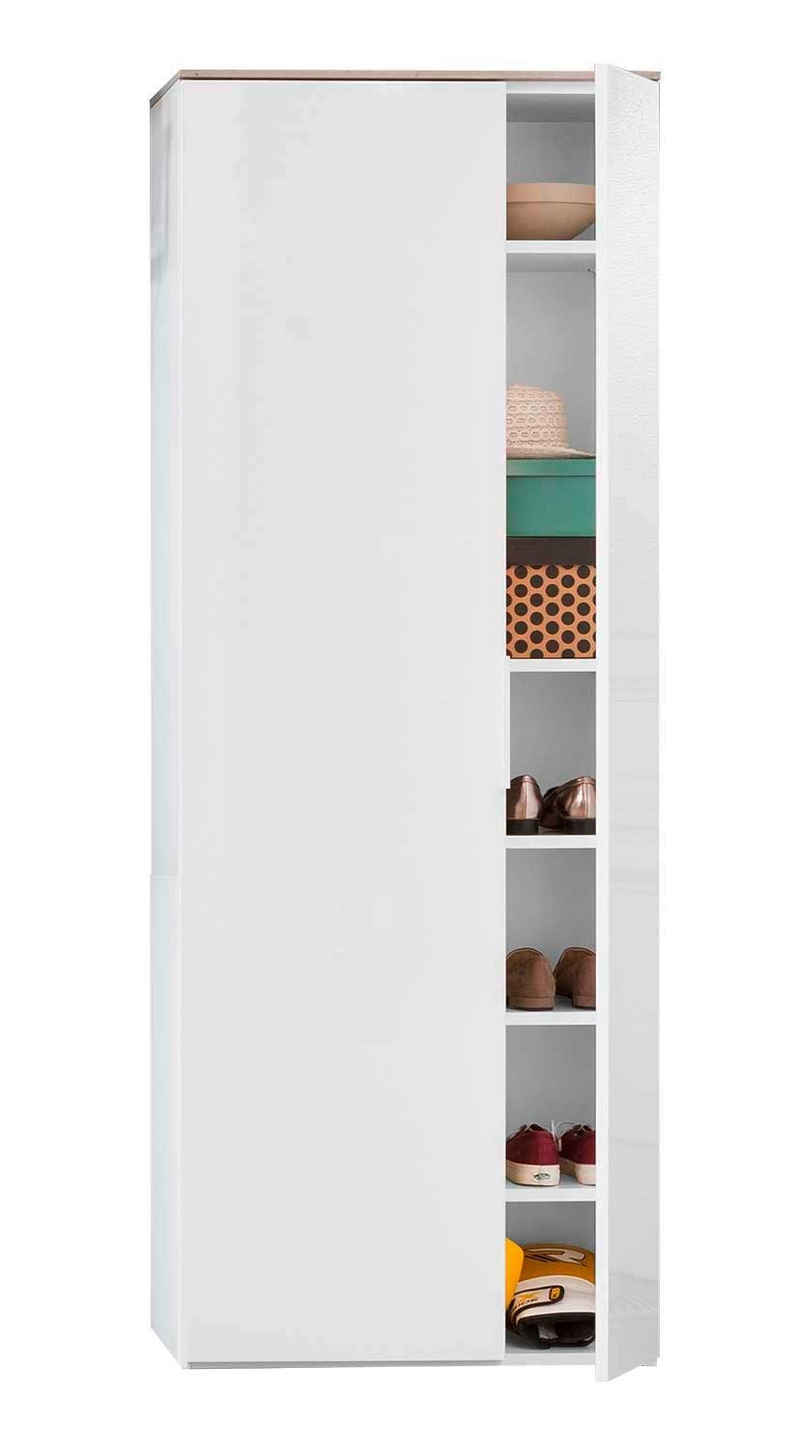 Composad Garderobenschrank GALAVERNA, B 70 x H 188 cm, Weiß Hochglanz, Betondekor, mit 2 Türen