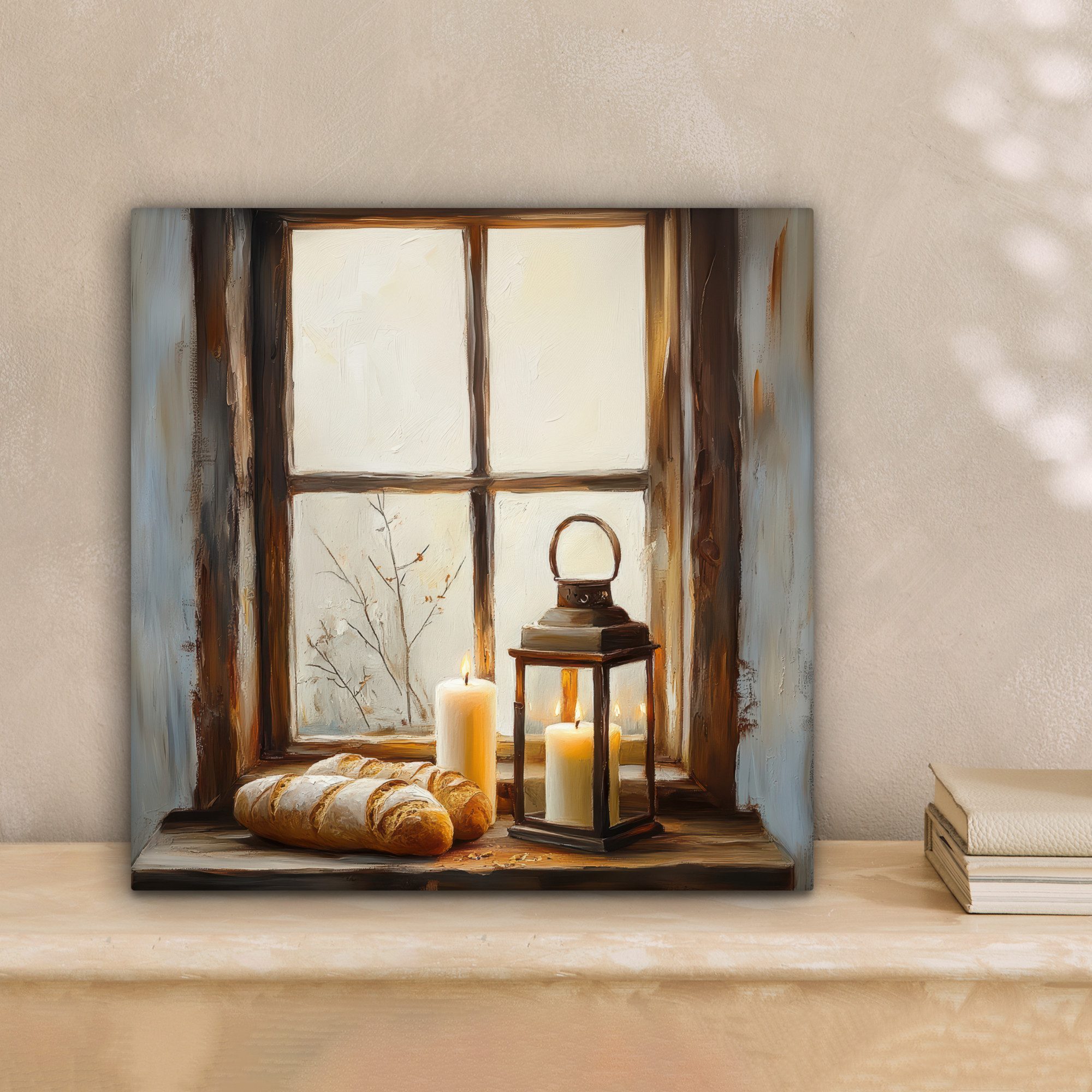 OneMillionCanvasses® Leinwandbild Stilleben - Rustikal - Kerzen - Brote - F günstig online kaufen