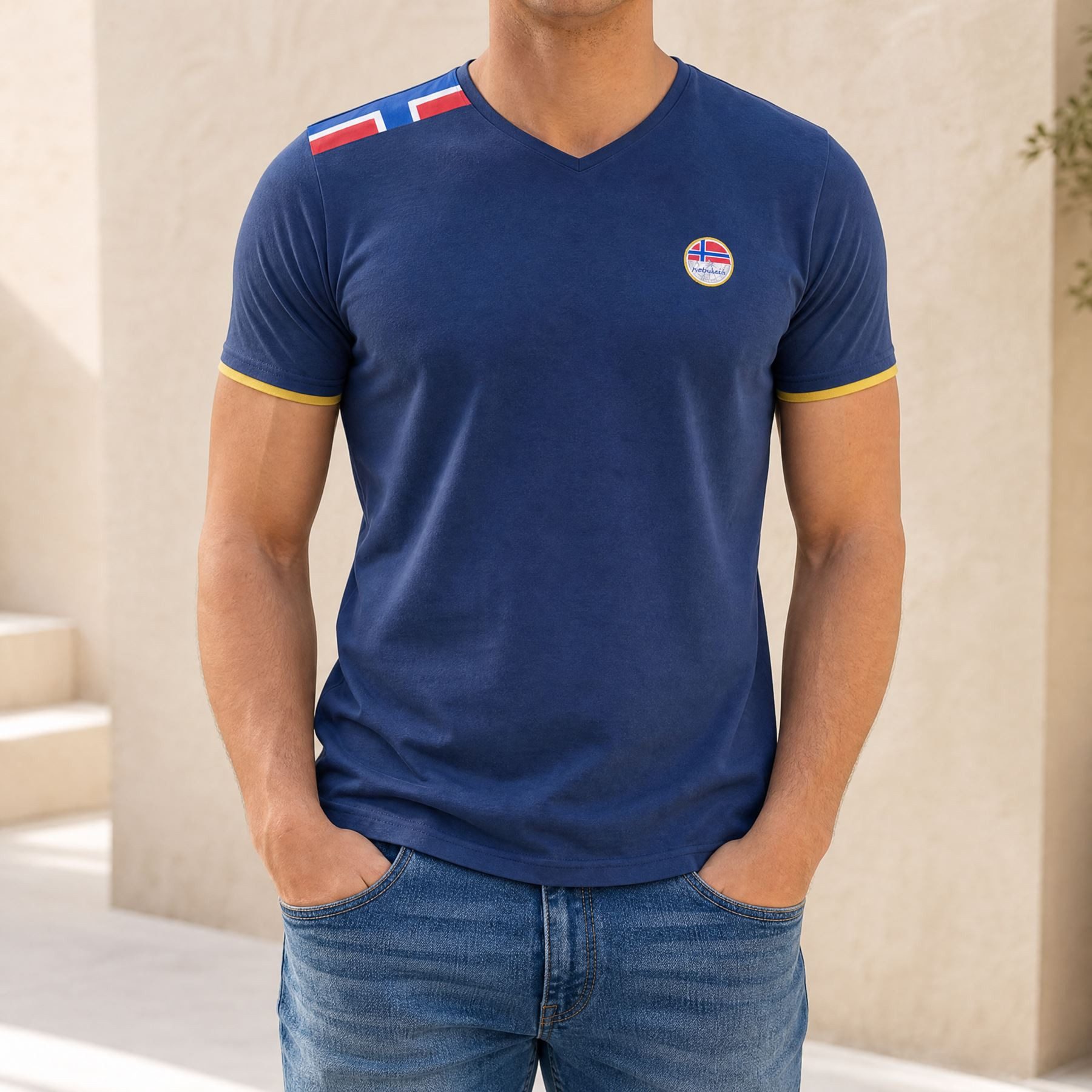 Nebulus T-Shirt NORRY, P6863 - Herren, navy-gelb, L