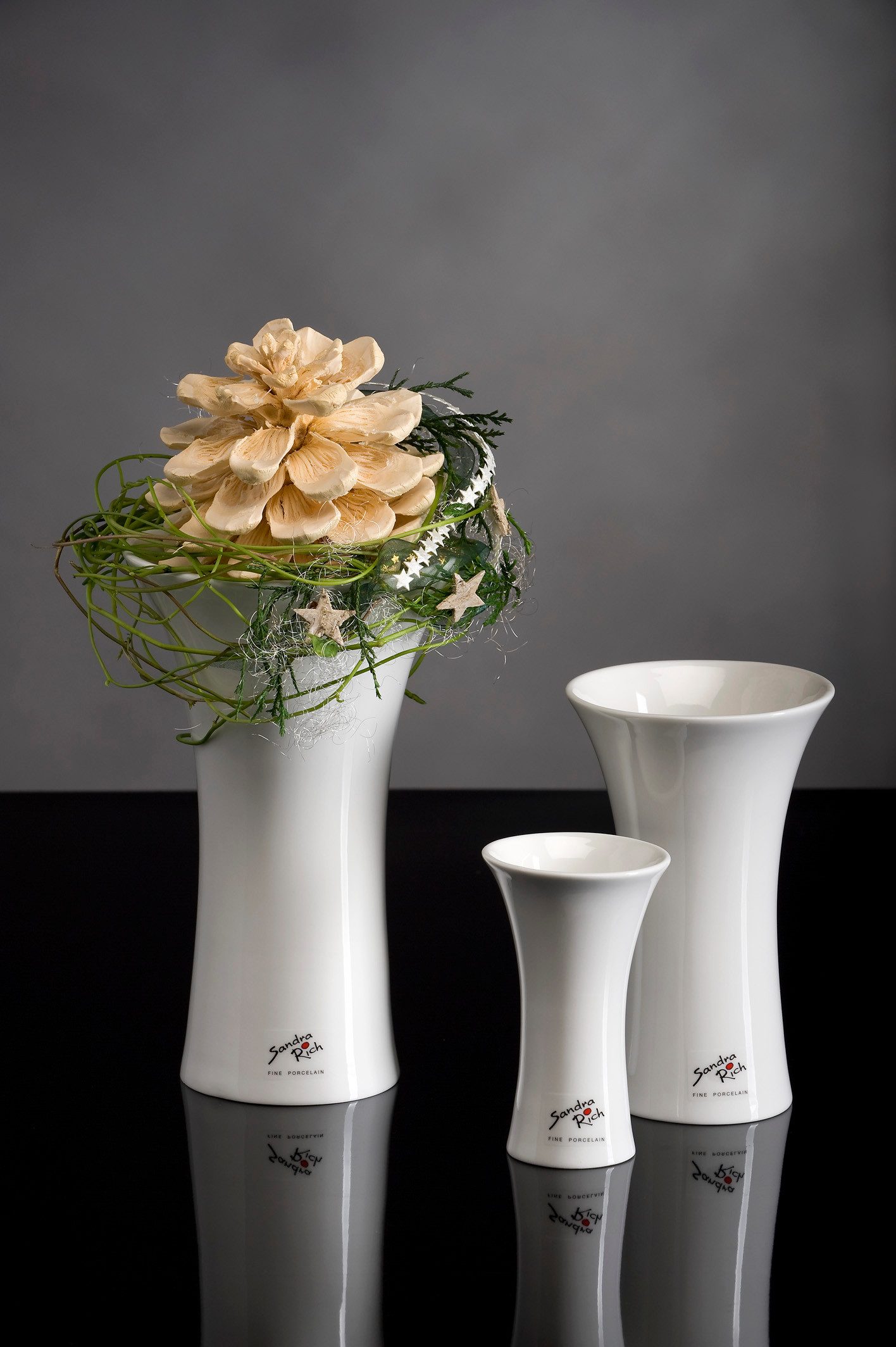 Sandra Rich Dekovase SANDRA RICH, Porzellan- VASE "TULIP" 12cm Creme-Weiß günstig online kaufen