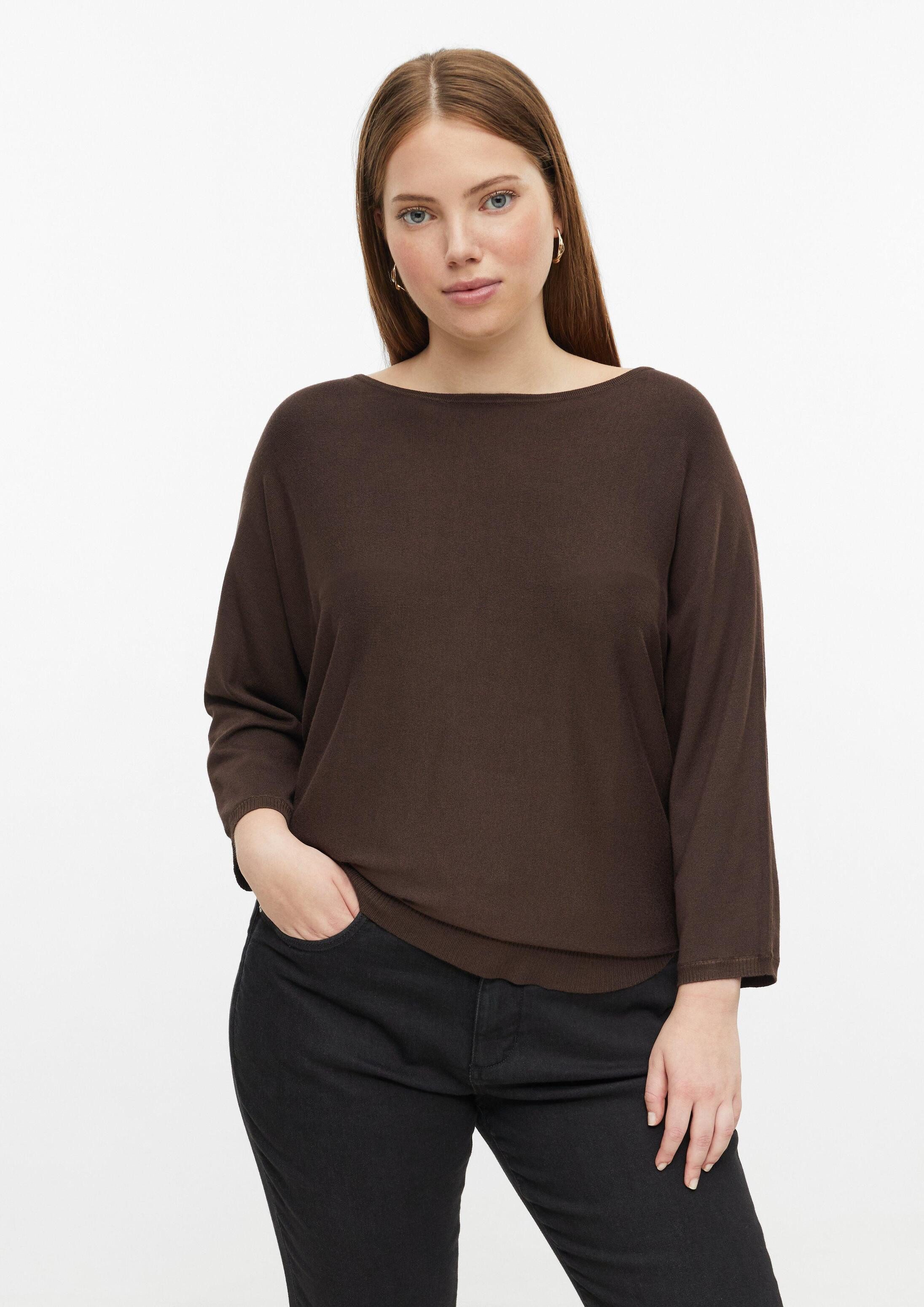 QS 3/4 Arm-Pullover Strickpullover Viskosemix Pullover mit Fledermausärmeln