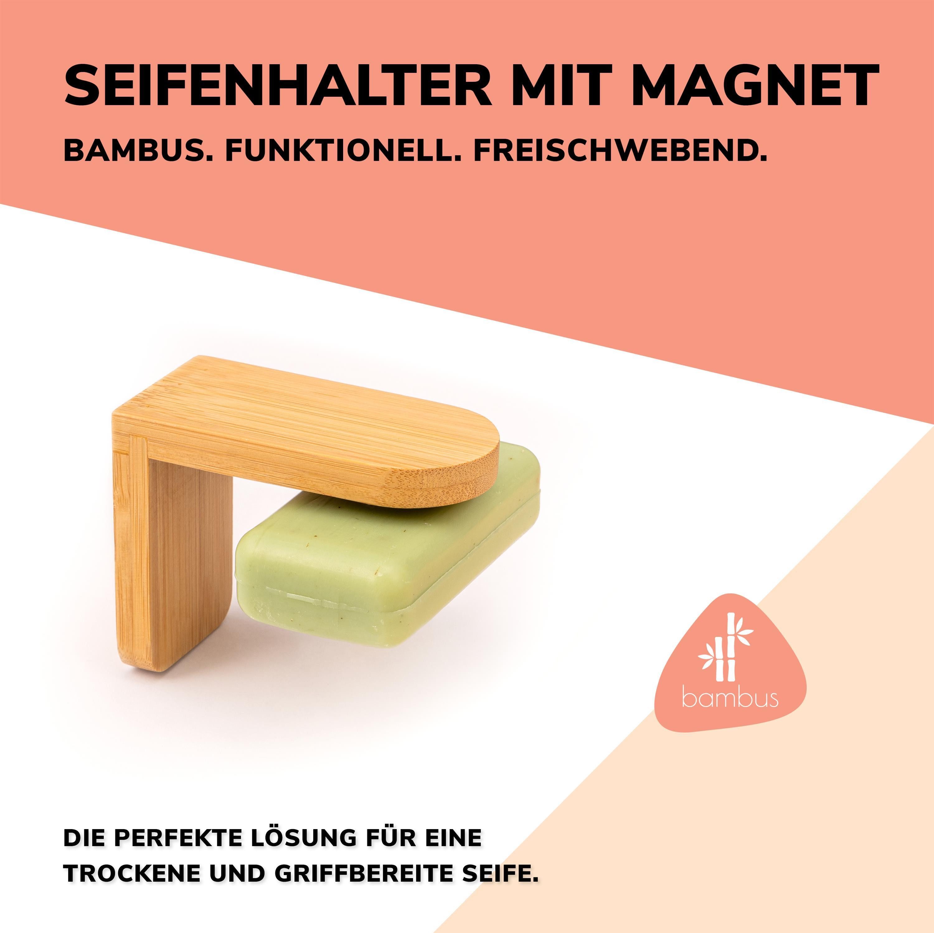bremermann Seifenhalter Magnet-Seifenhalter aus Bambus - frei hängende Seife durch Magnet, Breite: 4,5 cm, 1-St. – Bild 3 von 5