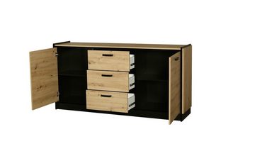 Küchen-Preisbombe Kommode Karia 180 cm Anbauwand Schrankwand Esszimmer Sideboard Artisan Schwarz