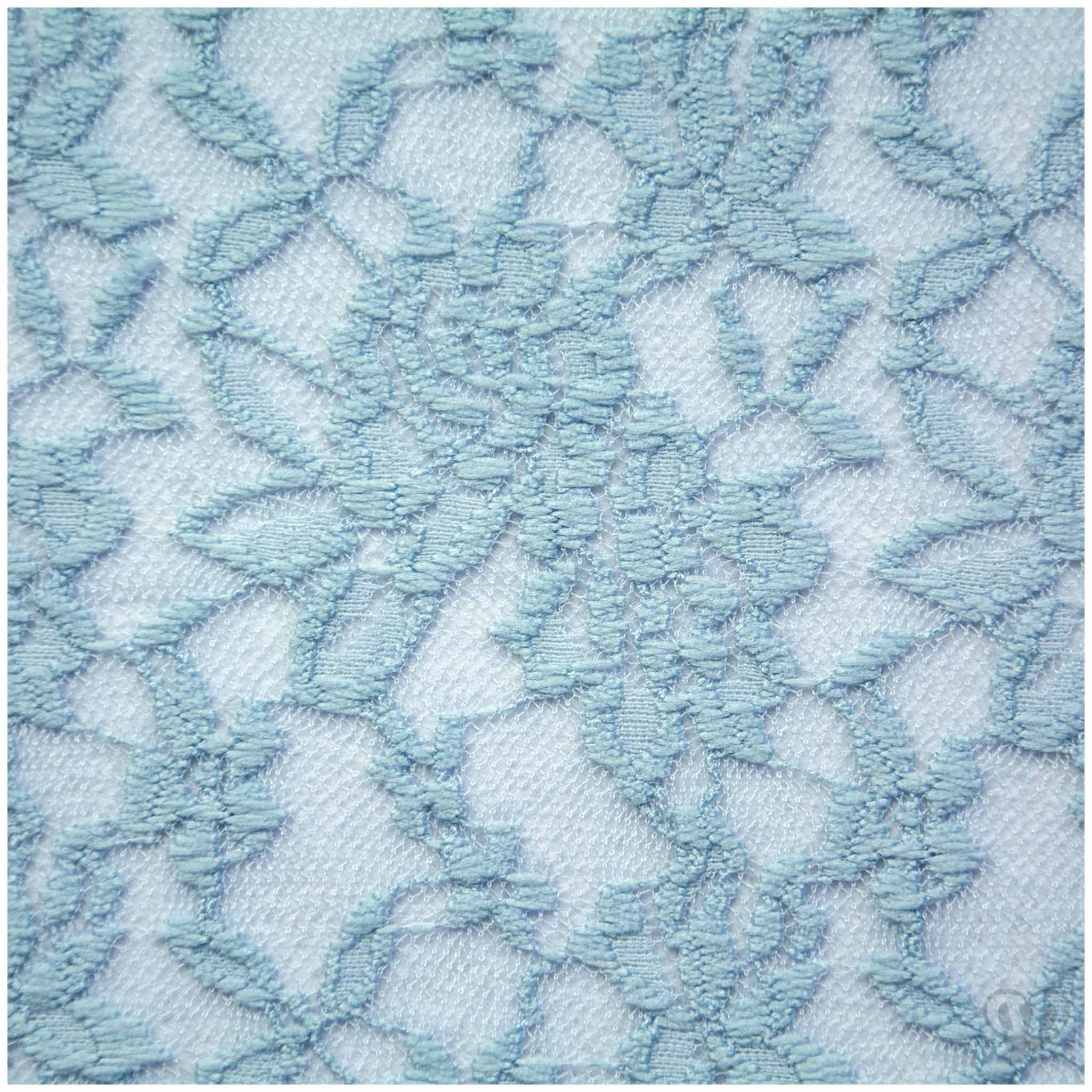 maDDma Stoff Spitzenstoff elastisch Meterware 145cm breit Blumenmuster 145g/m², taubenblau