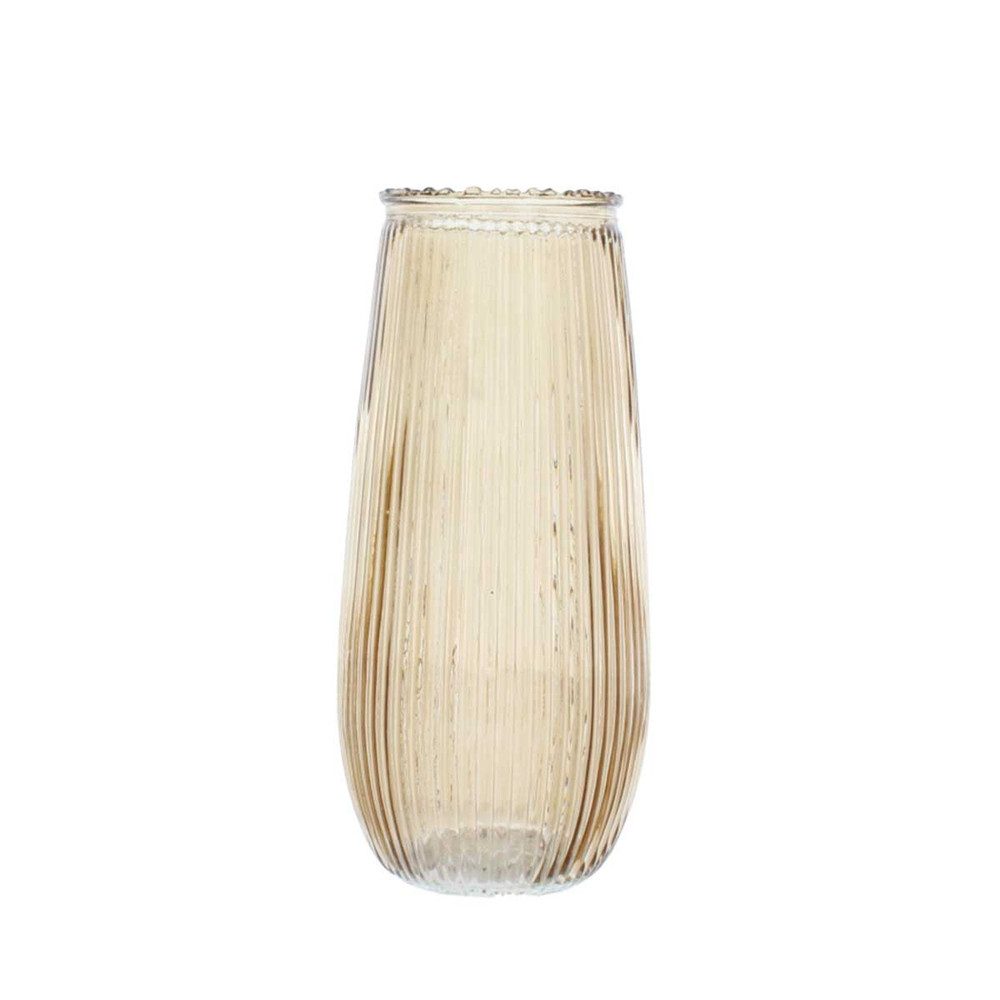 MICA Dekovase Vase konsich mit Rillen - braun - ca. 7,5 x 17 cm