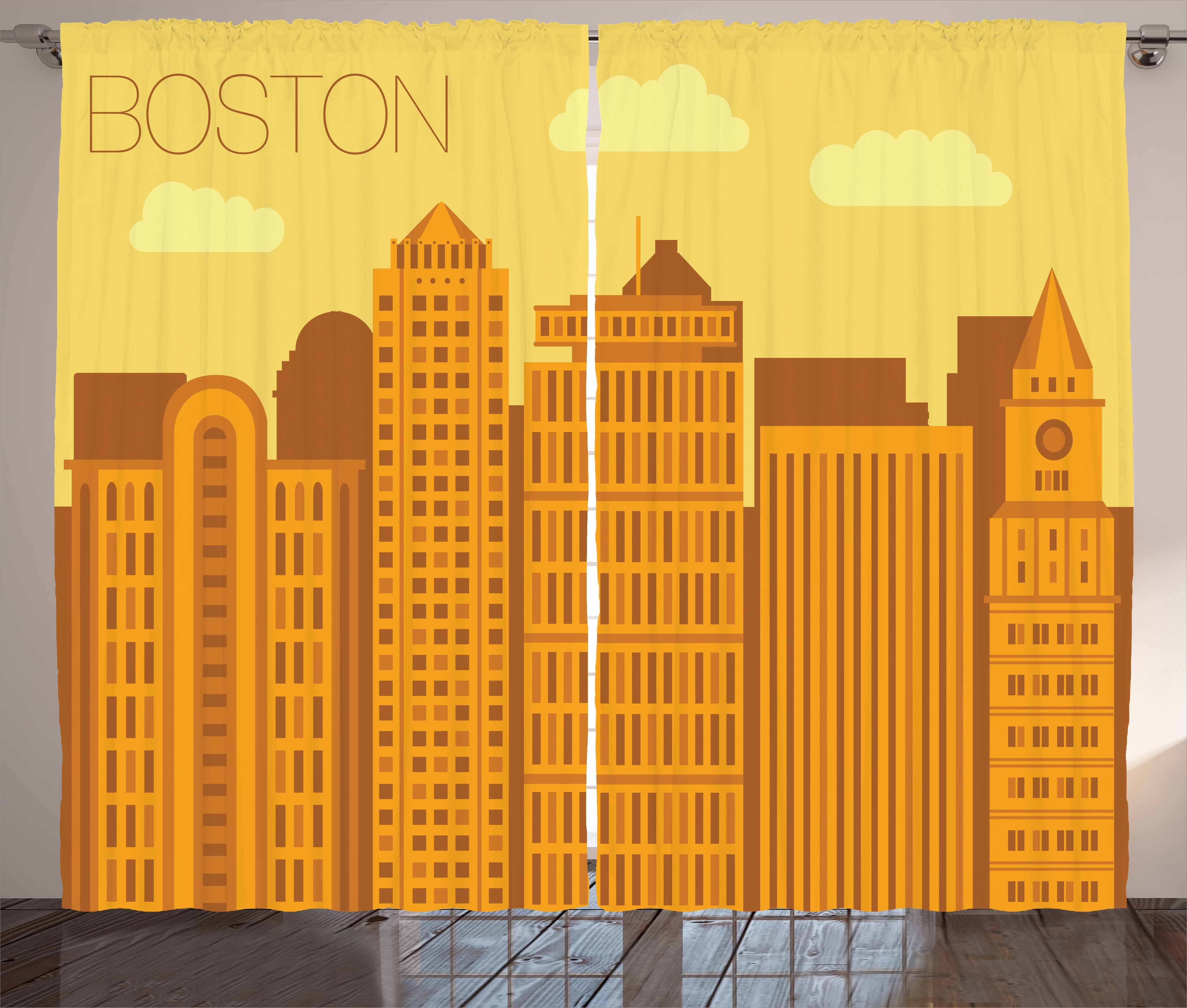 Haken, City Kräuselband Gardine mit und Schlafzimmer Abakuhaus, Schlaufen Aussehen Big Vorhang Boston