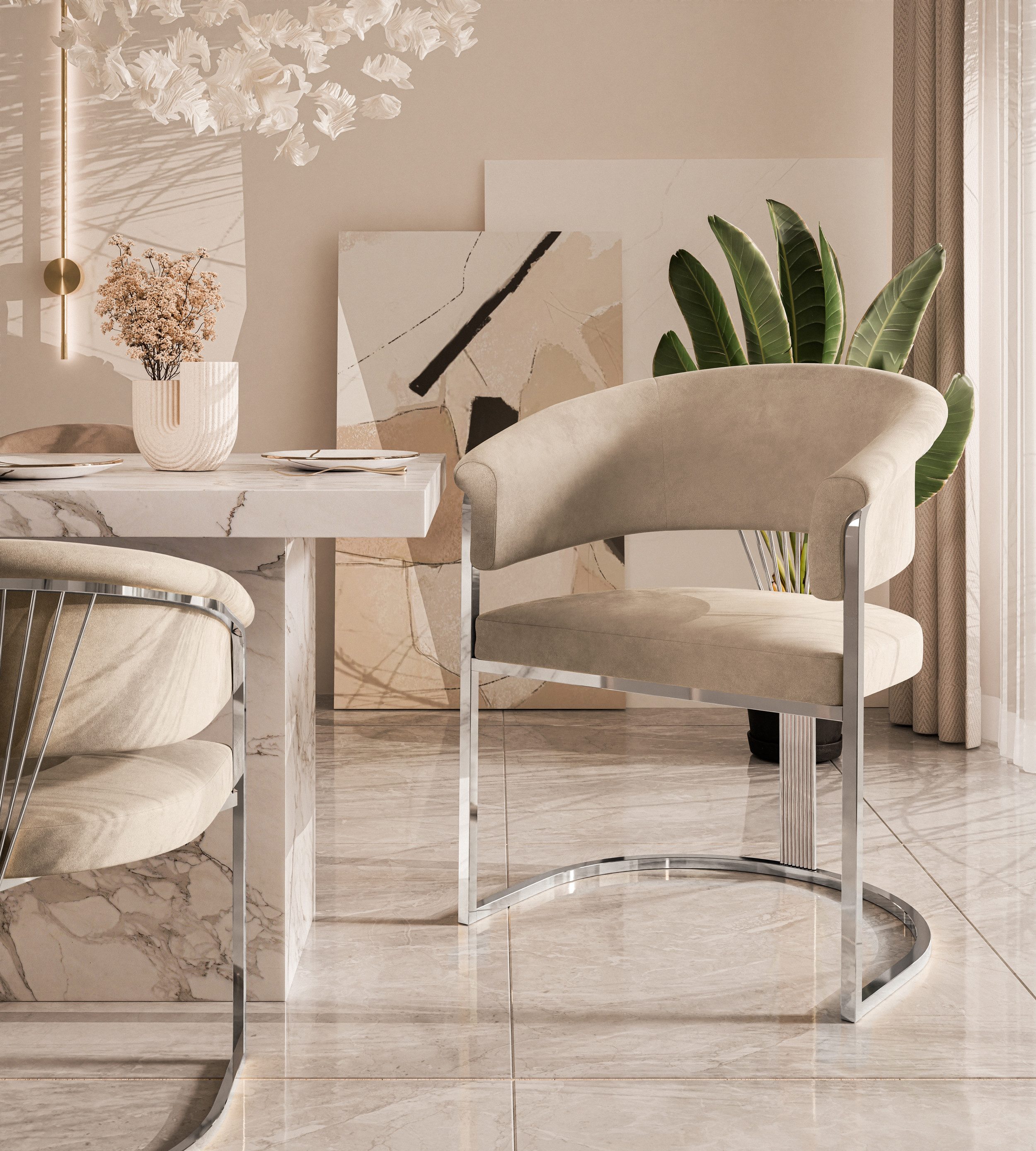 Lookway Polsterstuhl MOUNIR BEIGE mit einem günstig online kaufen