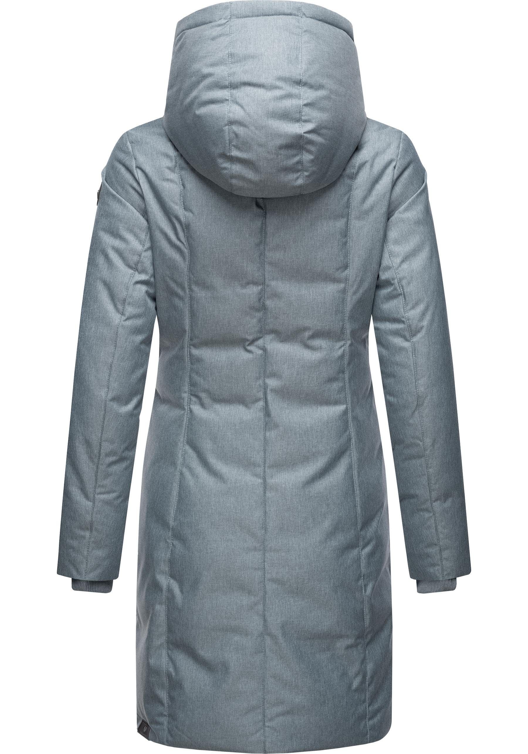 Ragwear Wintermantel Amarri Kapuze mit graublau großer Winterparka stylischer