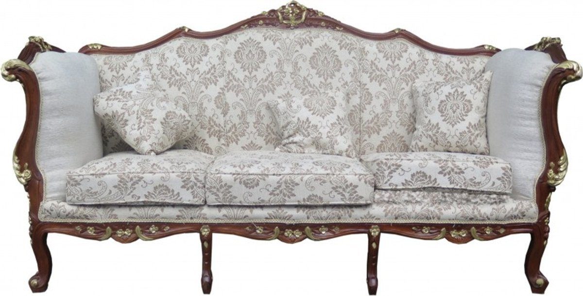 3-er / Barock Creme - / 3-Sitzer Mod2 Sofa - Stil Möbel Limited Casa Antik Padrino Braun Gold Edition
