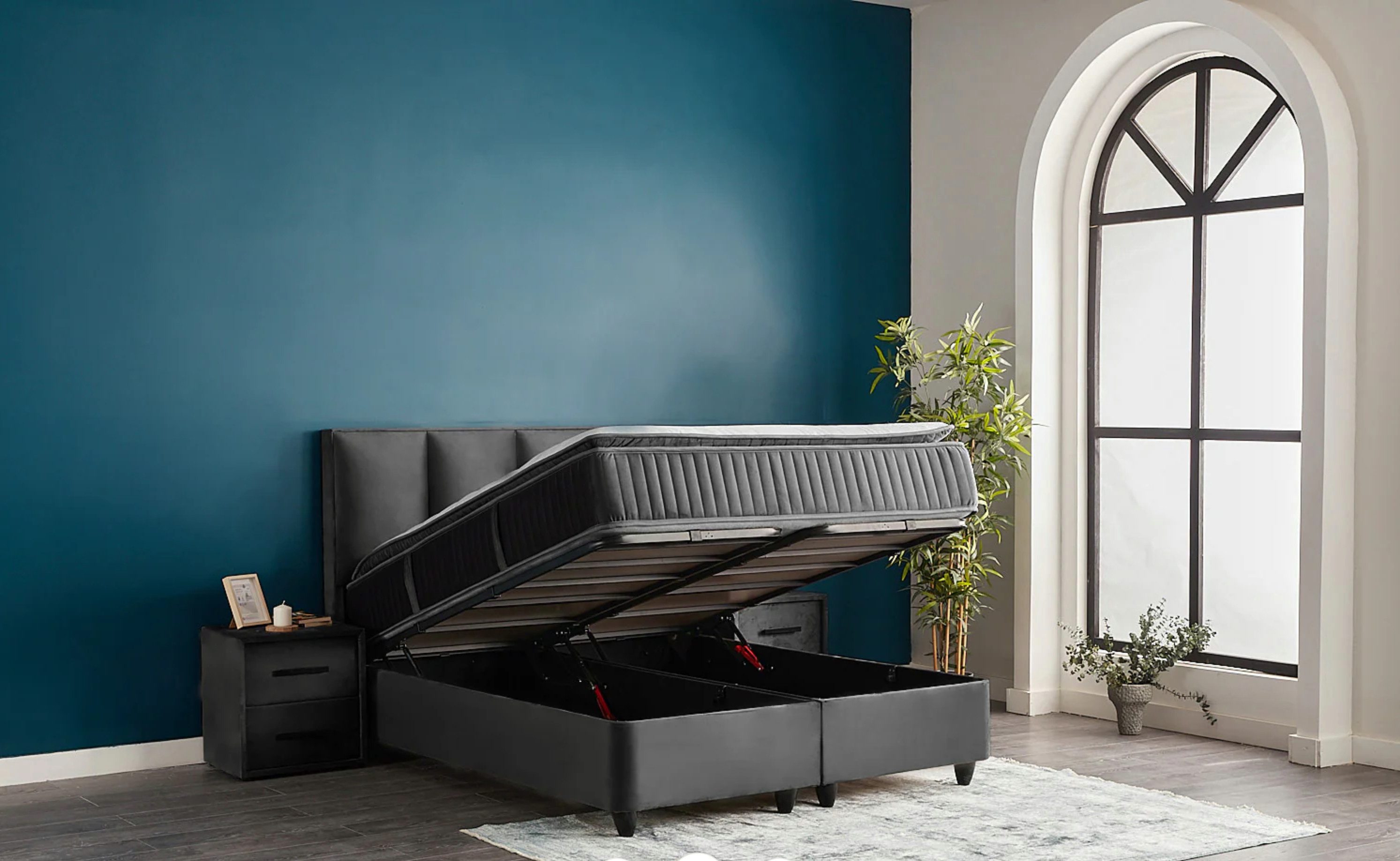 abc bedding Boxspringbett Komfortbett NORA mit Samt Velours Stoff in Anthra günstig online kaufen