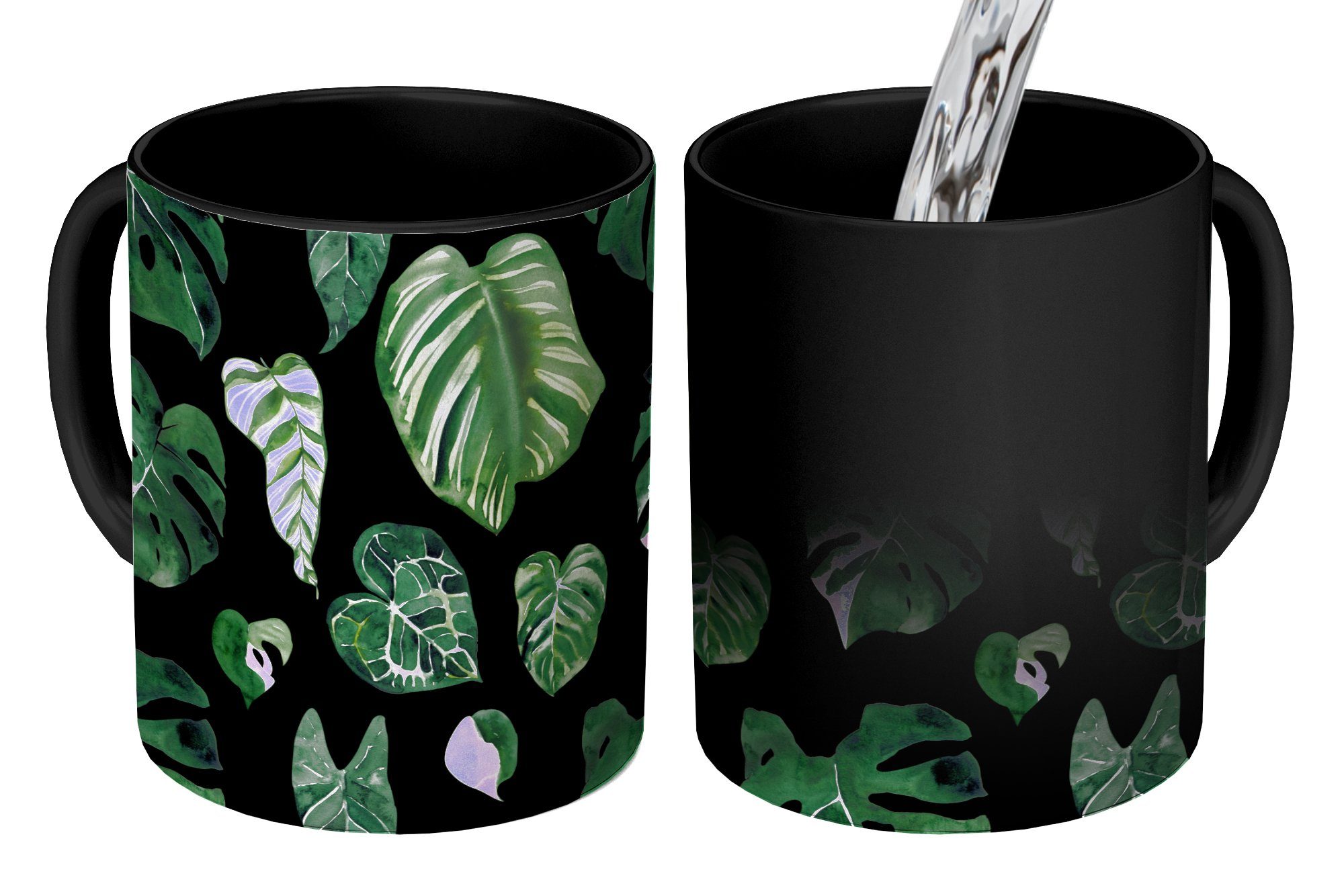 Pflanzen, Farbwechsel, Tasse Zaubertasse, Keramik, Muster MuchoWow Teetasse, - Kaffeetassen, - Blätter Geschenk