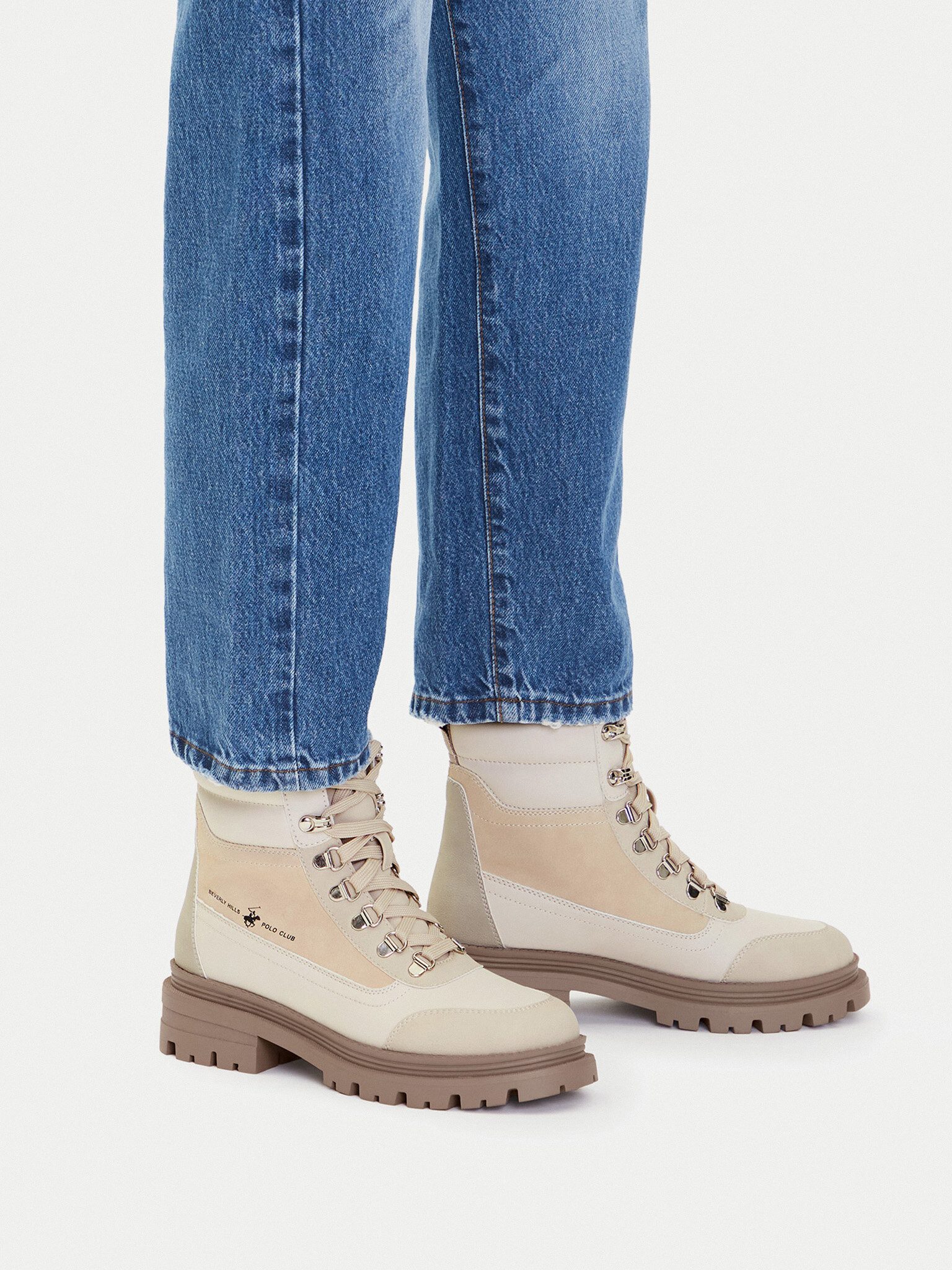 BEVERLY HILLS POLO CLUB Regular-fit-Jeans Beverly Hills Polo Club Damen-Denimstiefel Beige CEO-HY62070-7