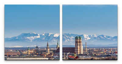 Sinus Art Leinwandbild Panorama von München Wandbild in verschiedenen Größen