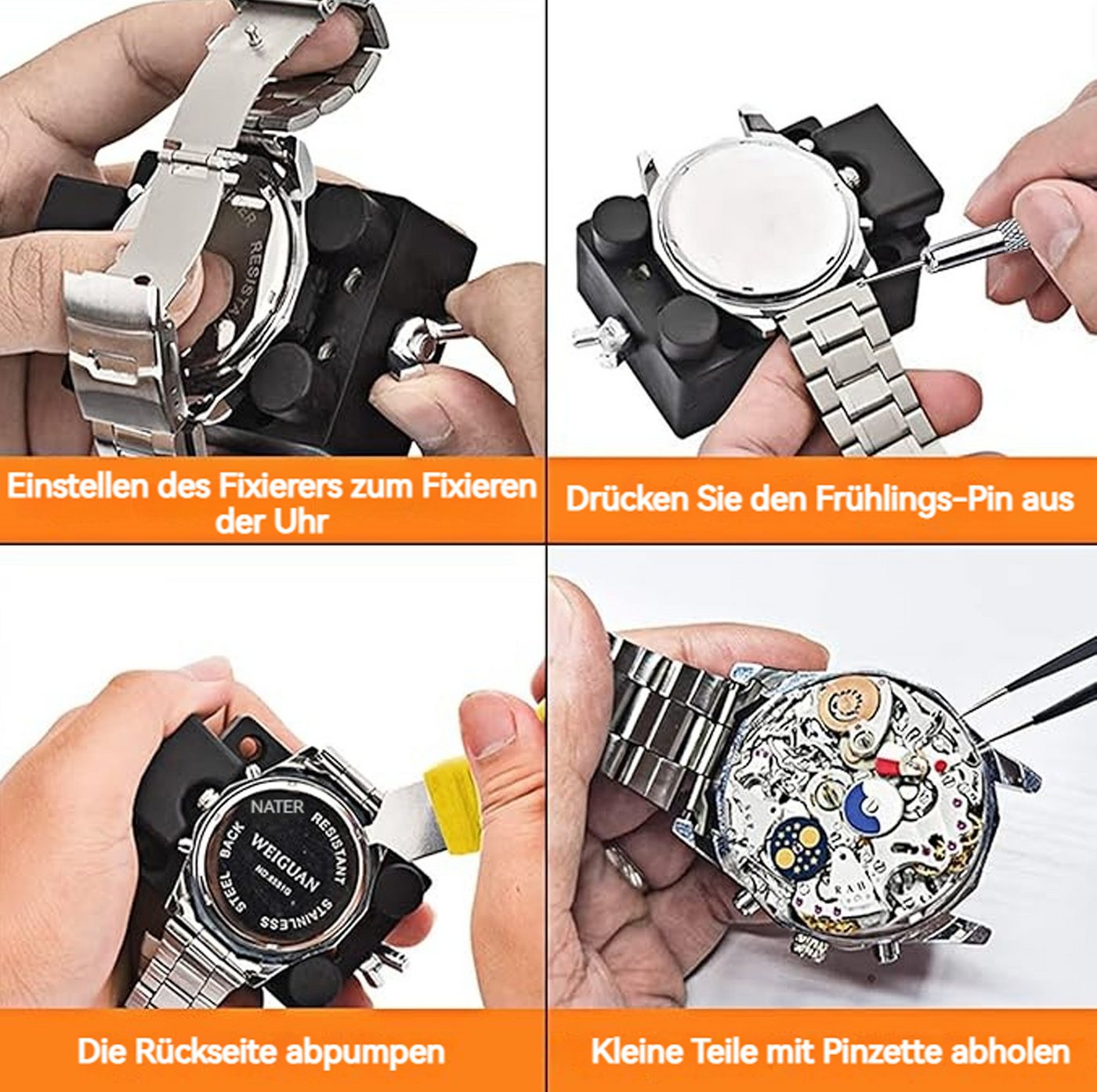 Thumbnail - BlingBin Demontagewerkzeug Uhrenwerkzeug Set 507 TLG, Profi Uhr Reparatur Uhrmacherwerkzeug, B: 10 cm, L: 20.3 cm, (1 Se...