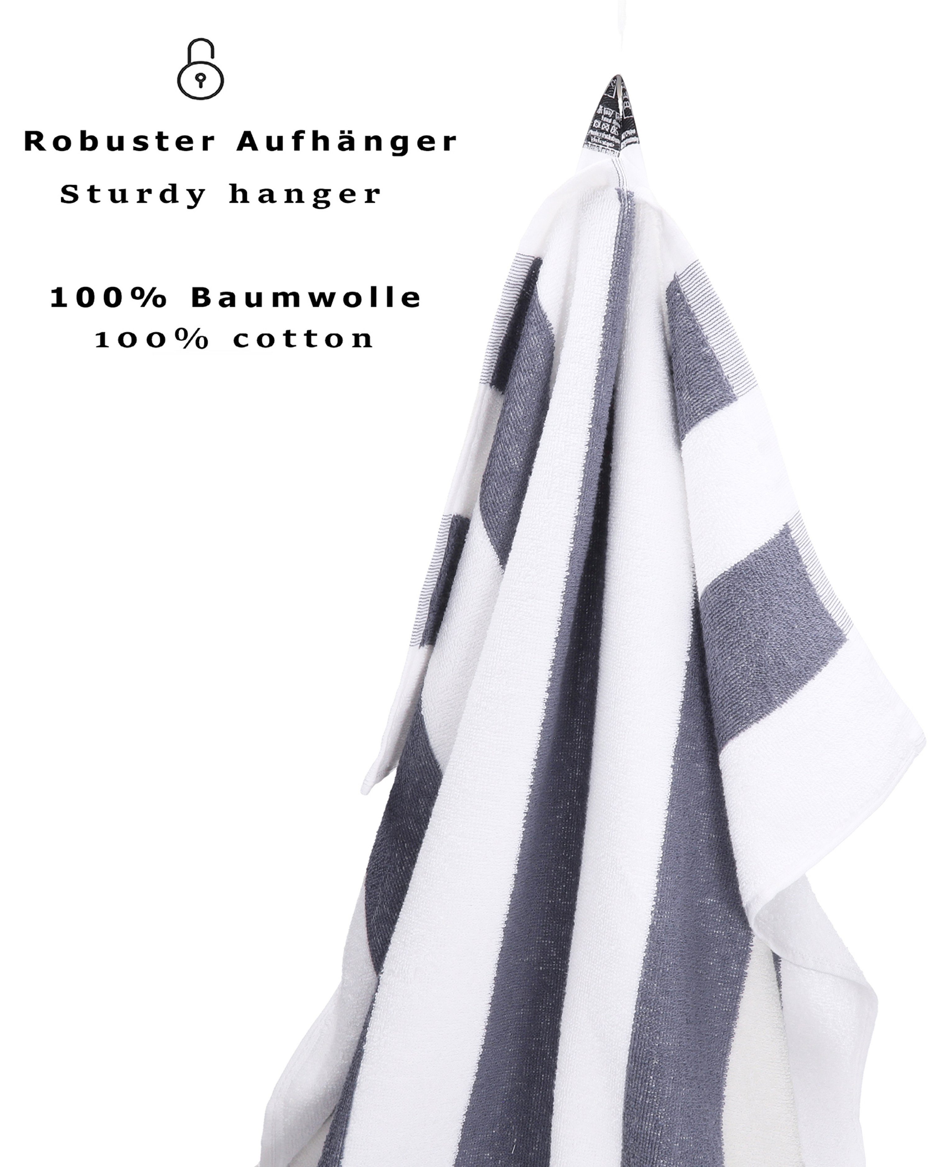 Betz Saunatuch 2 mit weiß 100% Berlin - Größe cm, dunkelgrau 70 180 Streifen Baumwolle x Badetücher Stück XXL