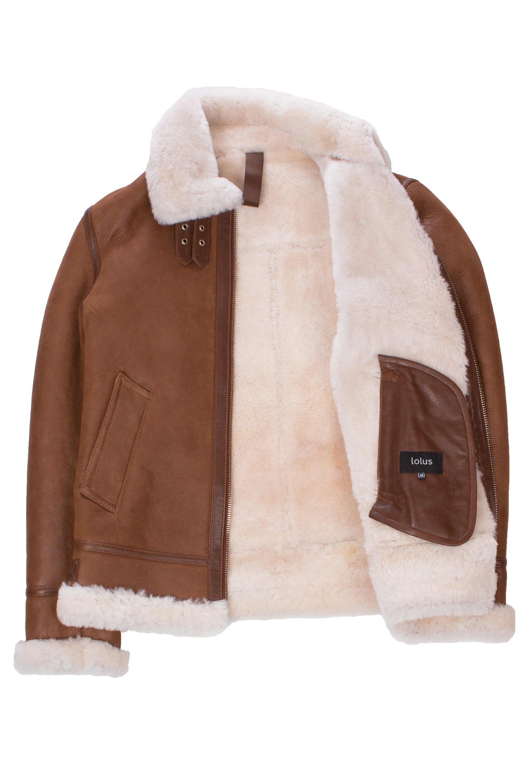 Lolus Lederjacke Vonrock Lammfell Lammfelljacke mit weichem und hellem Lamm günstig online kaufen