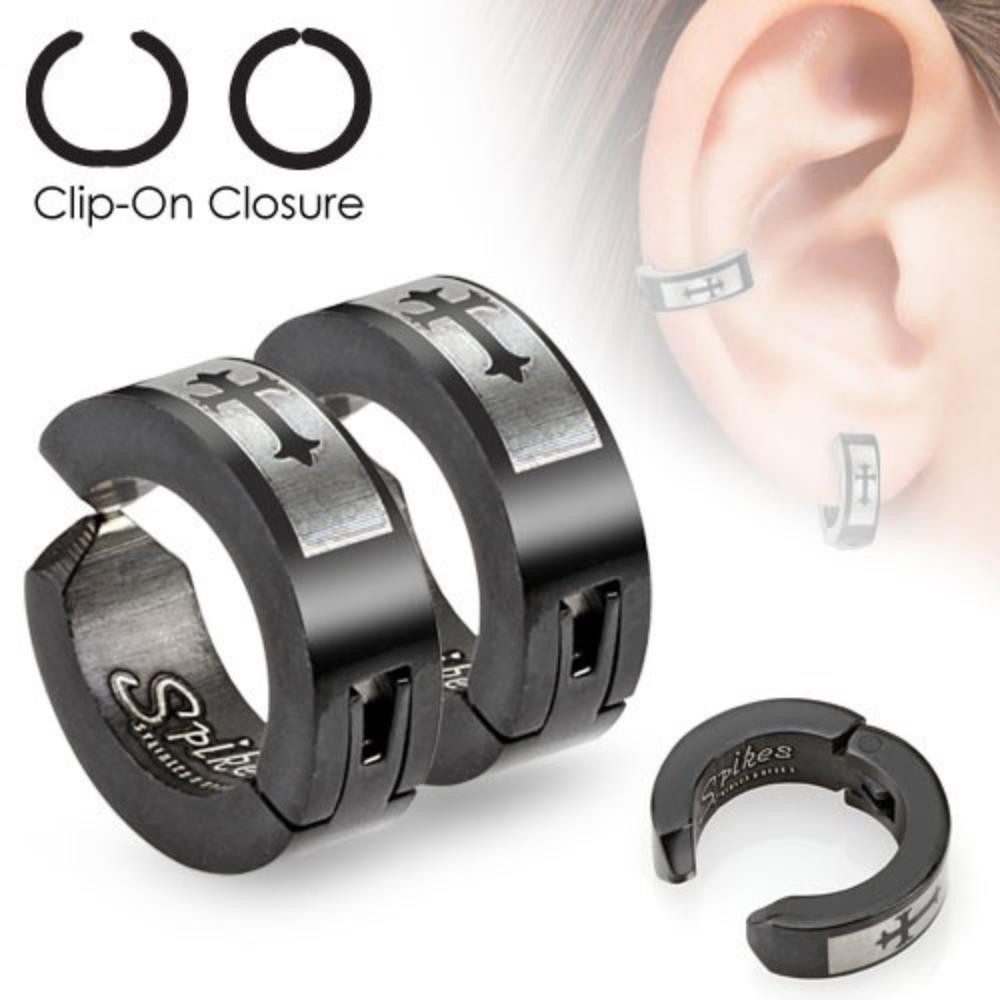 Order & Smile Schmuck Paar Ohrclips Fake Creolen Ohrclips für Damen und Herren „Kreuz“