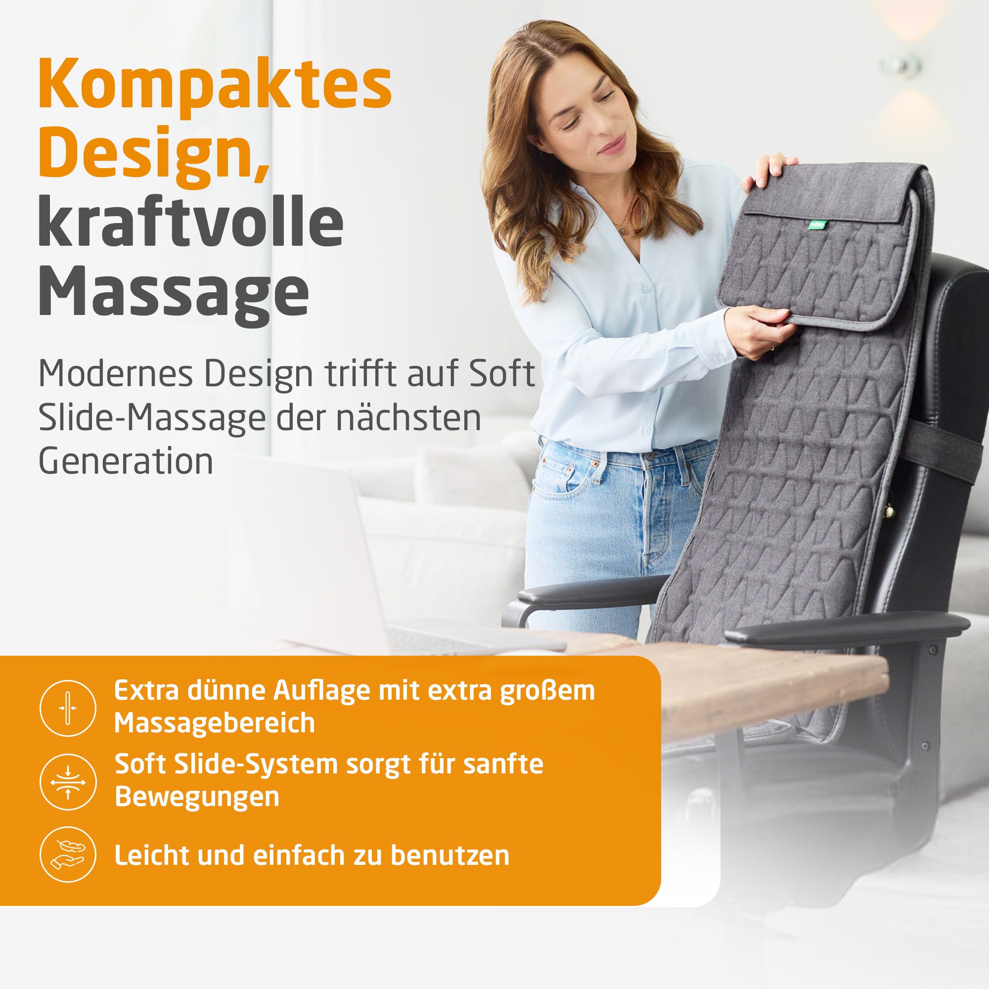 medisana Massagesitzauflage MC 700, Shiatsu-Massageauflage, 2 Stufen, Wärmefunktion, Punktmassage, leise