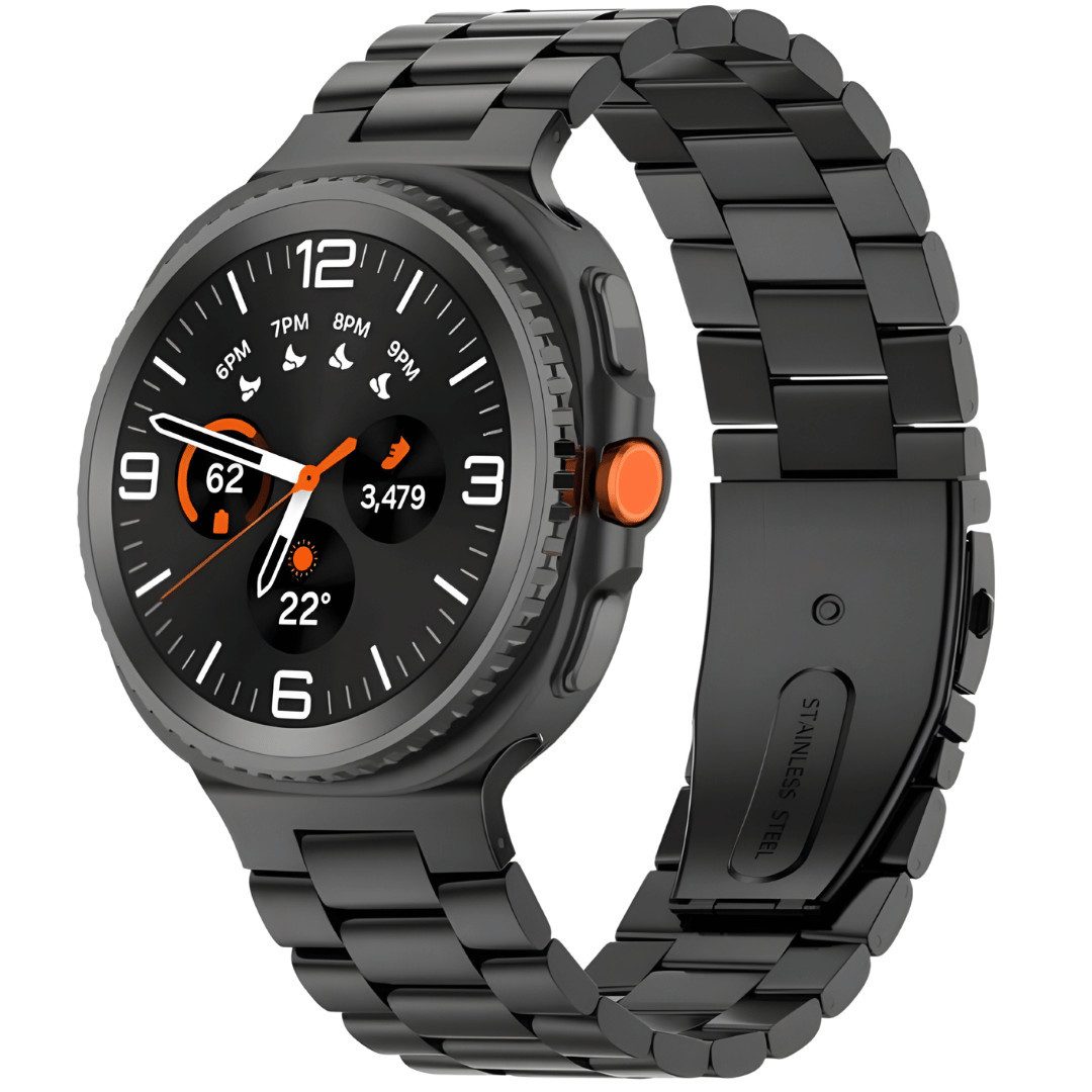 SmartUP Smartwatch-Armband für Samsung Galaxy Watch 8 / 8 Classic Metall Edelstahl Gliederband, inklusive Kürzwerkzeug