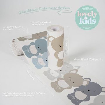 A.S. Création Bordüre Cute Bears, glatt, Tapete Kinderzimmer Blau Braun Weiß