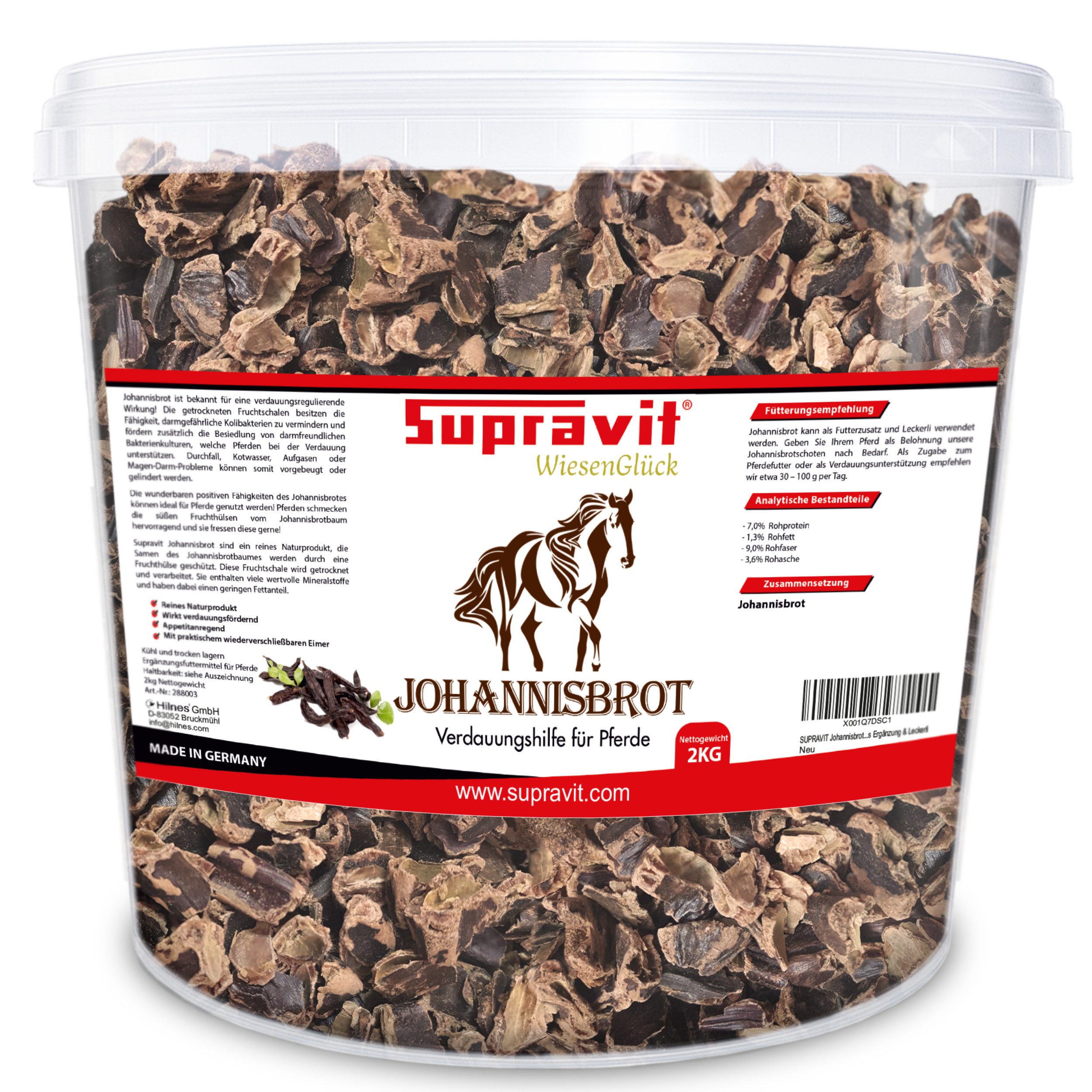 Supravit Johannisbrot - Pferdefutter als Ergänzung & Leckerli Johannisbrot, Ergänzungsfutter für: Pferd