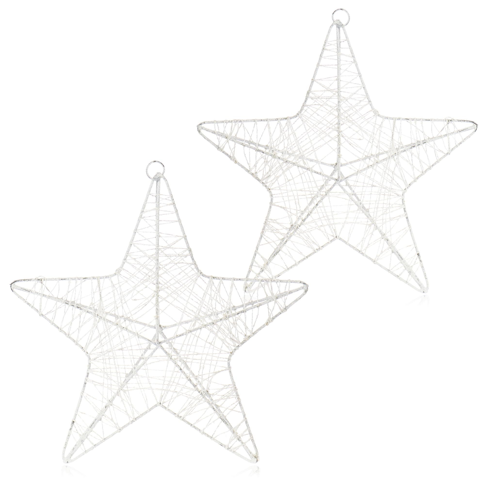 com-four Dekofigur Deko Stern Weihnachten, Weihnachtsdekoration Stern zum Aufhängen, (2 St), Weihnachtsstern aus Metall mit Pailletten, Deko Hänger