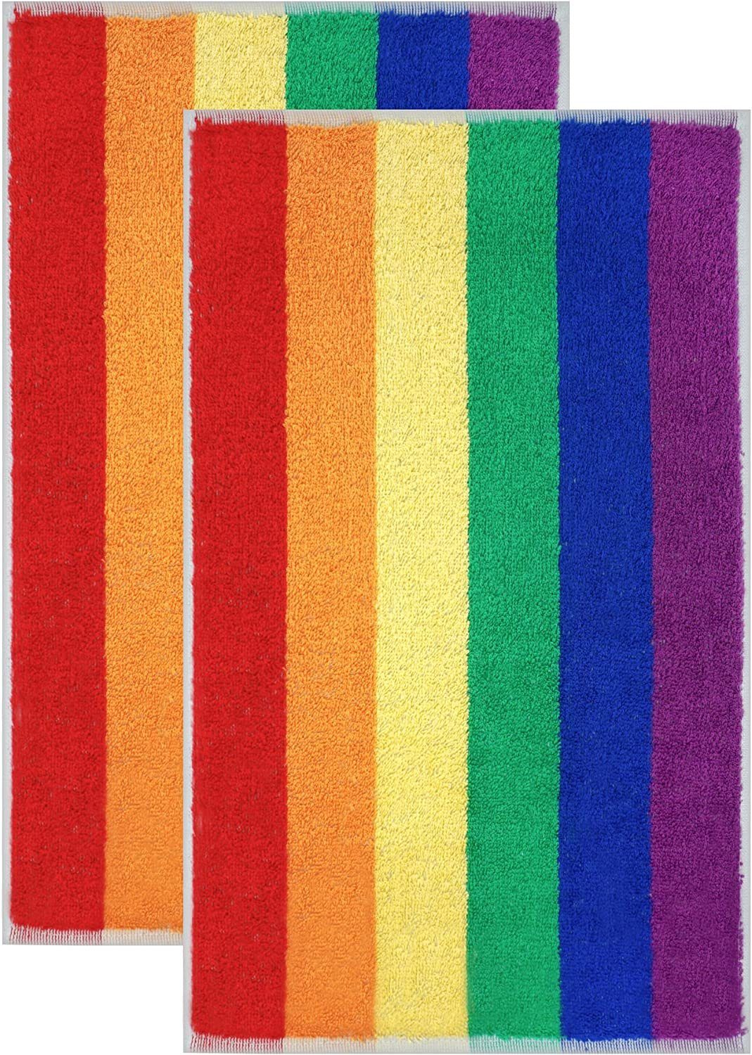 Lashuma Gästehandtücher Regenbogen, Frottee (2-St), kleine Handtücher Bad 30x50 gestreift bunt