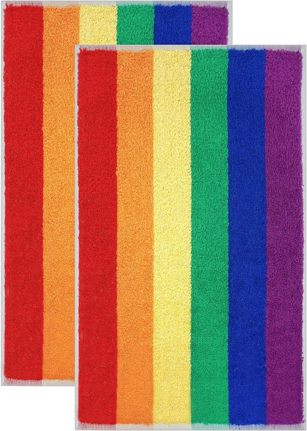 kleine Handtücher bunt gestreift (2-St), Regenbogen, 30x50 Gästehandtücher Frottee Bad Lashuma