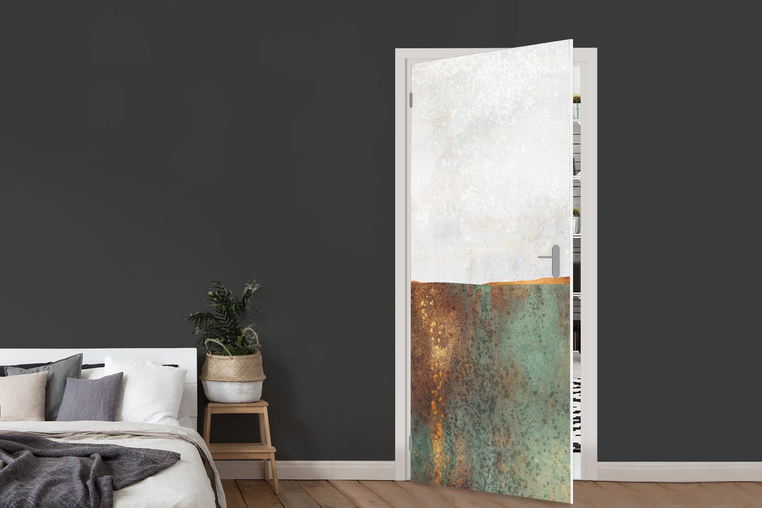 Tür, Fototapete (1 für Gold, Türaufkleber, cm - 75x205 Türtapete St), - bedruckt, Luxus Matt, MuchoWow Abstrakt