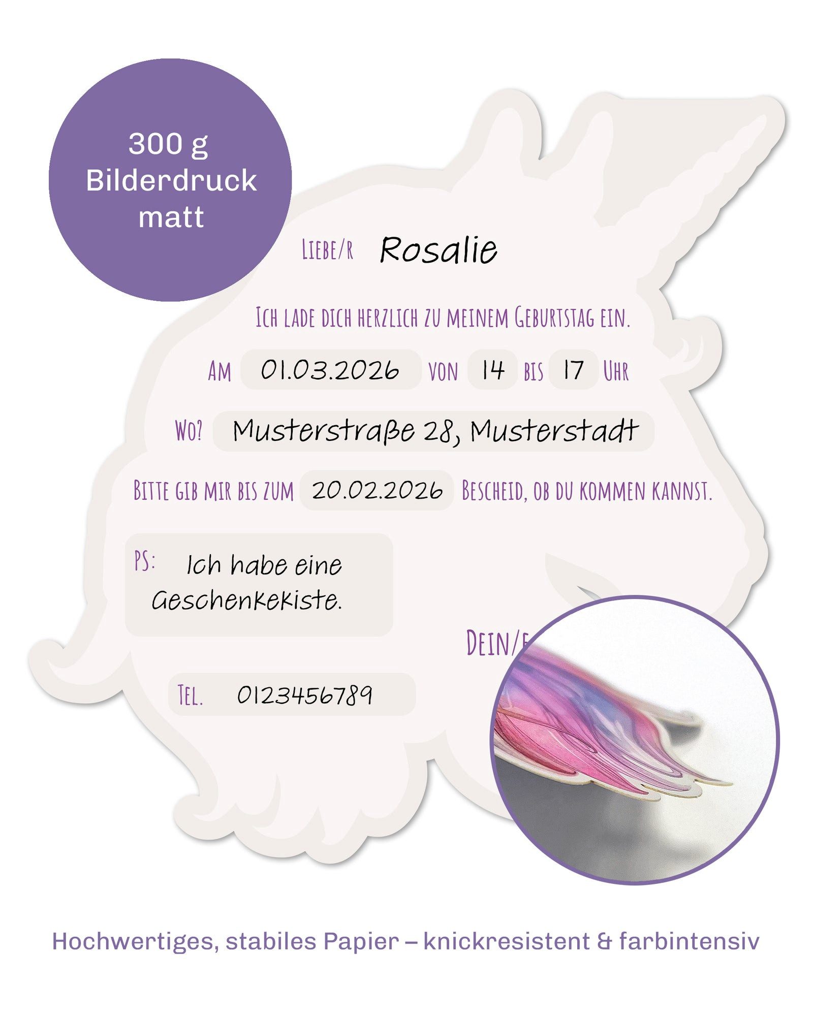 CUPCAKES & KISSES Einladungskarten 12x Einhorn Einladungskarten Kindergeburtstag für Kinder, Einhorn