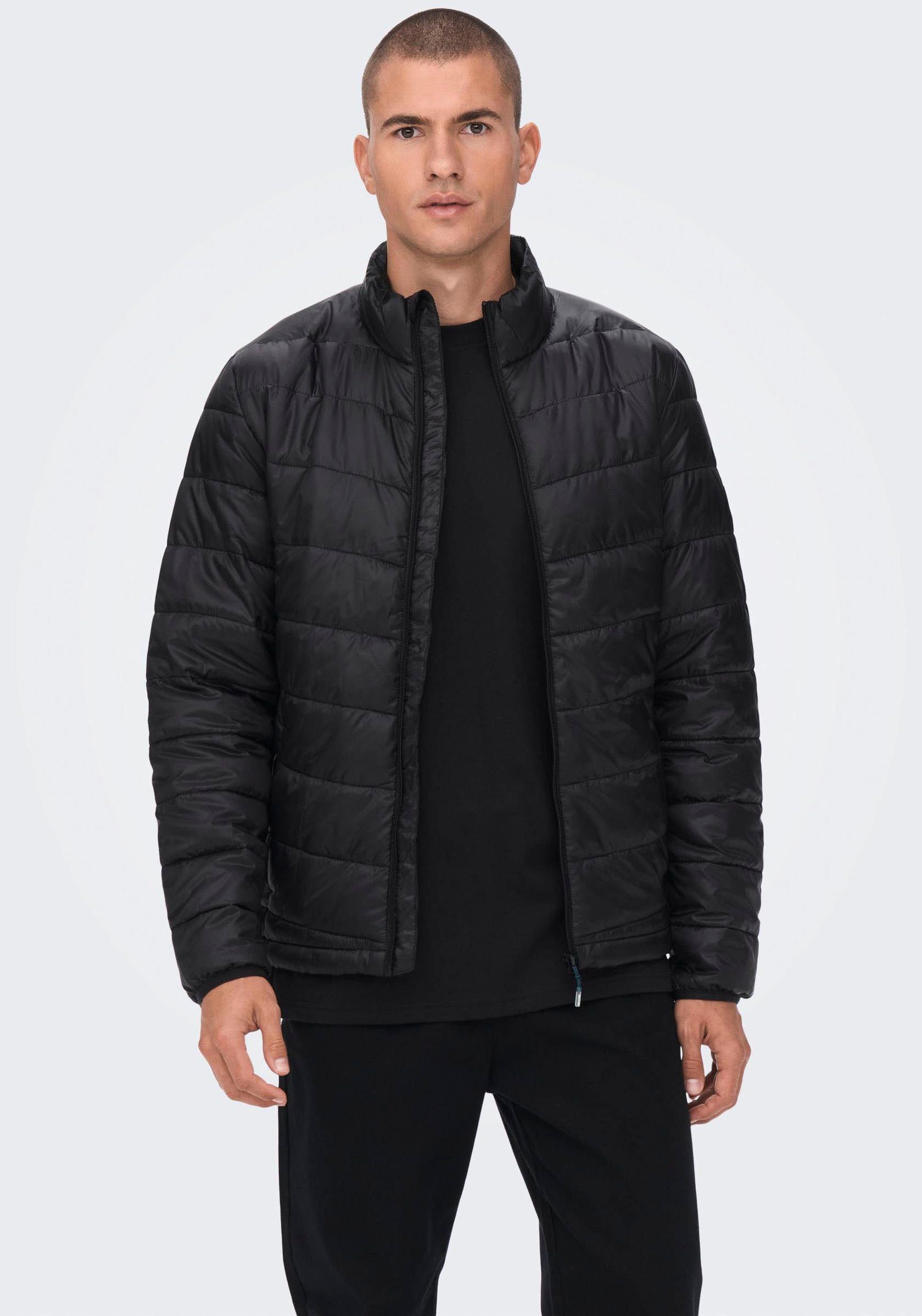 ONSCARVEN Black QUILTED PUFFER OTW NOOS Steppjacke ONLY SONS &
