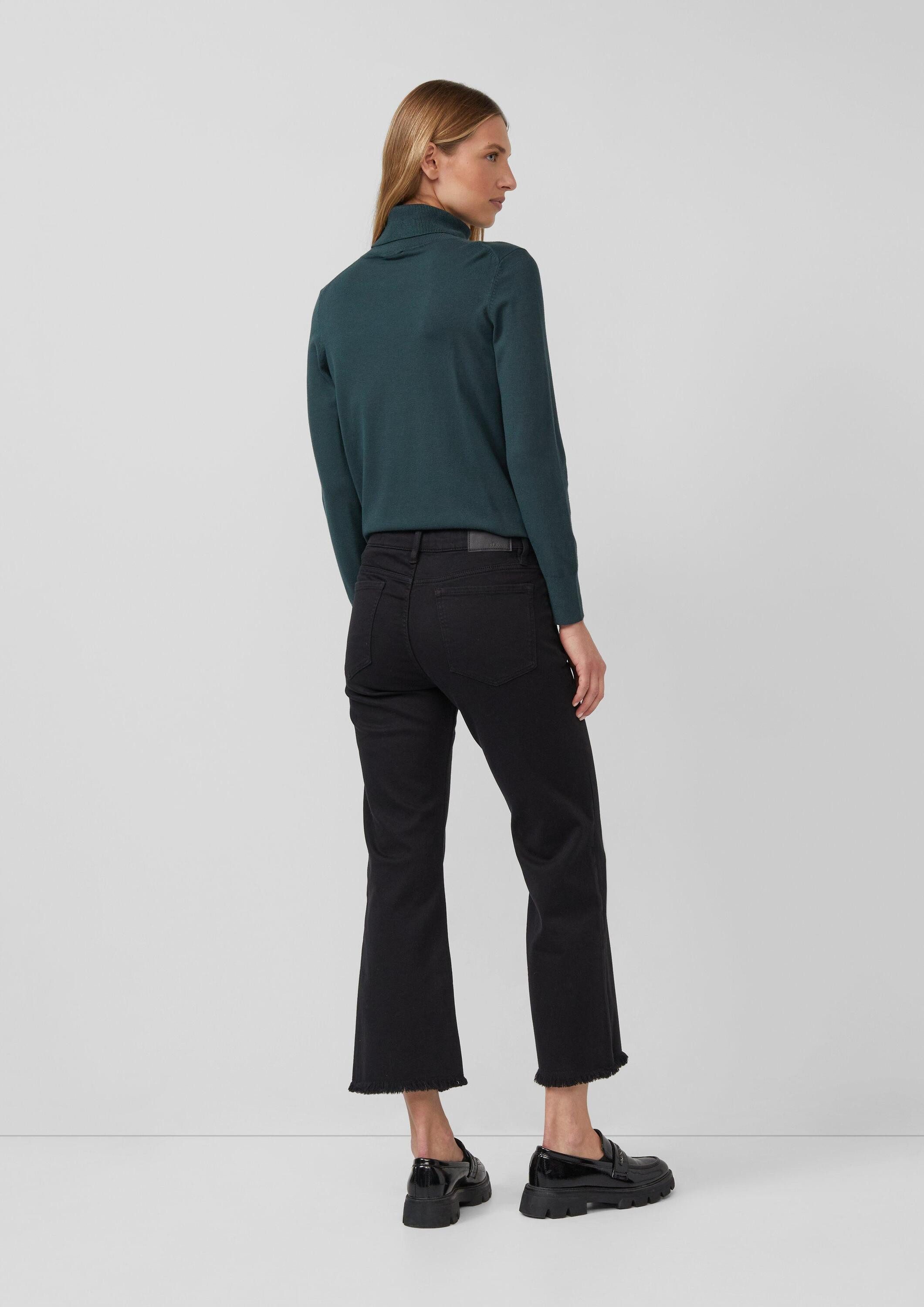 s.Oliver Weite Jeans Jeans-Hose Cropped Jeans / Slim Fit / Mid Rise / Flared Leg / Fransensaum