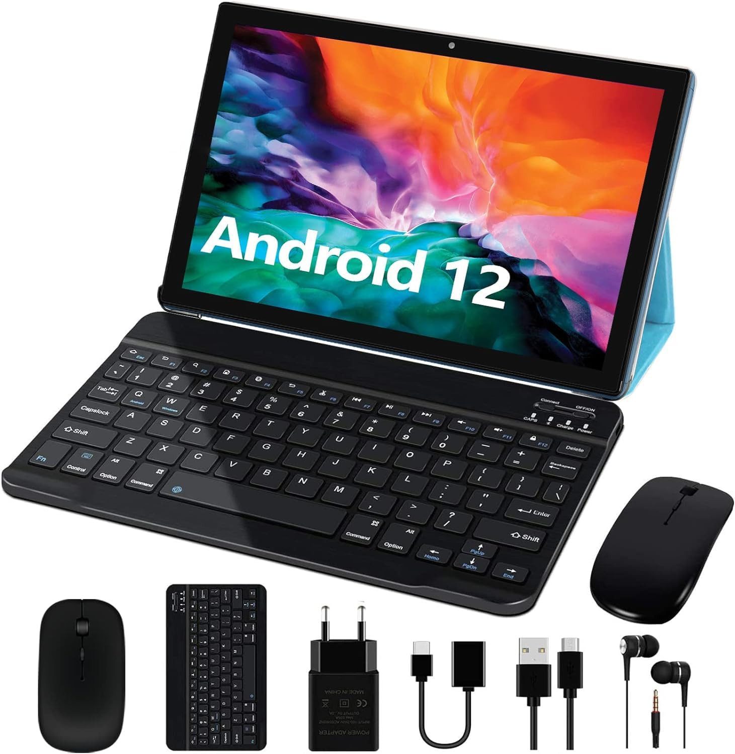 GOODTEL OS Prozessoren Octa-Core Smart IPS, 8000 mAh Akku, 5 MP + 8 MP, WLAN Tablet (10", 64 GB, Android 12, Bluetooth, OTG, mit Hülle + Touchstift + Tastatur + Maus)