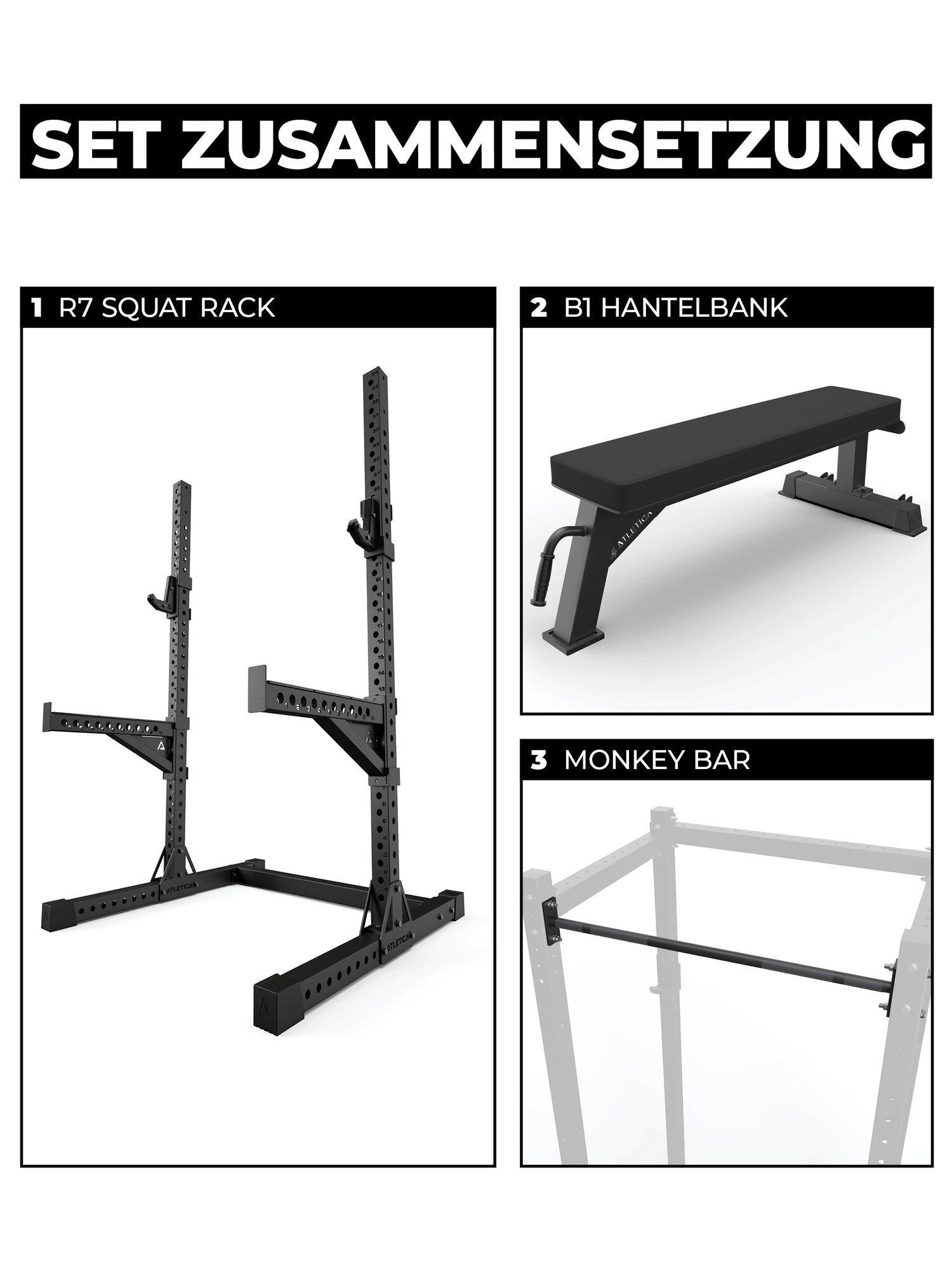 ATLETICA Power Rack R7 Squat Rack, Ghost Set, 203cm