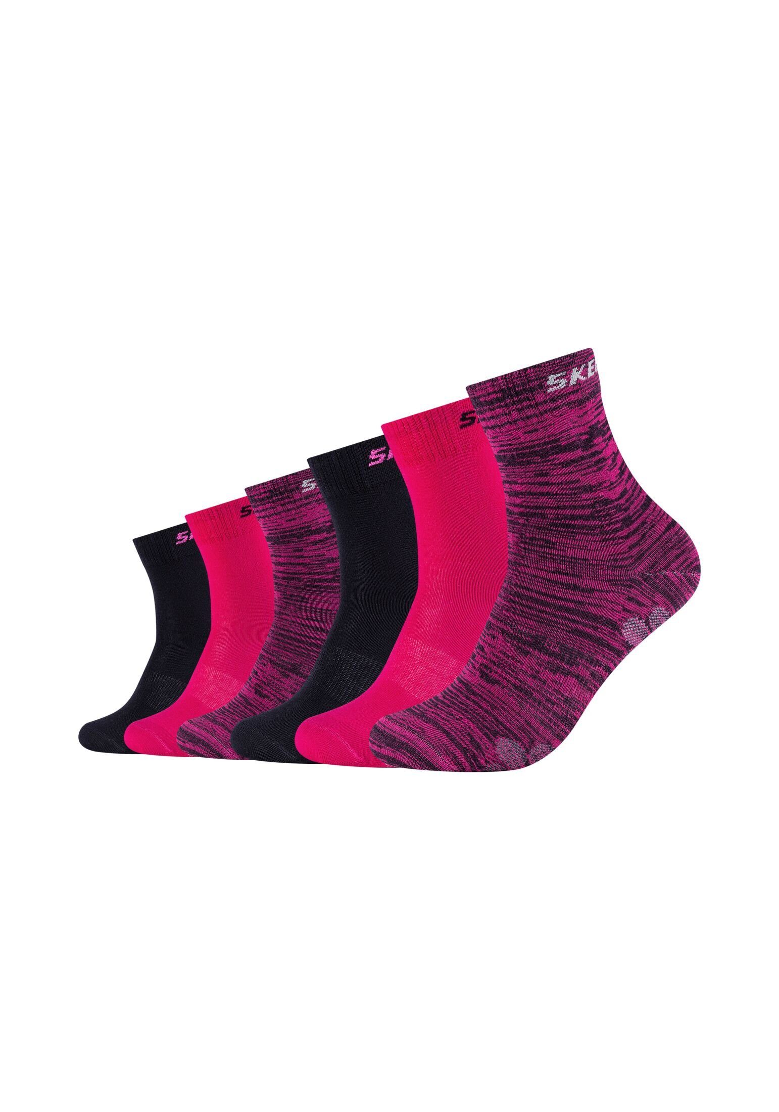 glow Skechers Socken Socken 6er pink Pack mouliné