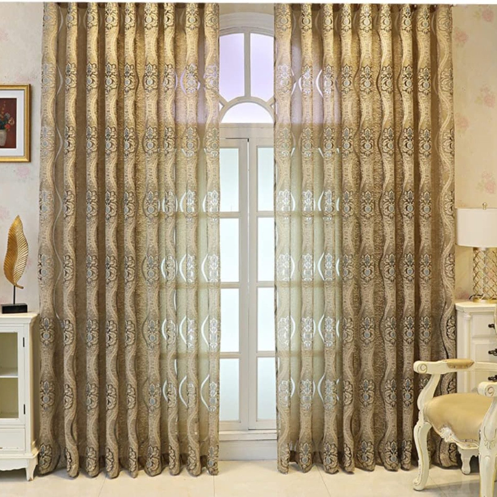 BYSURE Gardine (2 St), Ösen, halbtransparent, luxuriöse Jacquard Vorhänge günstig online kaufen