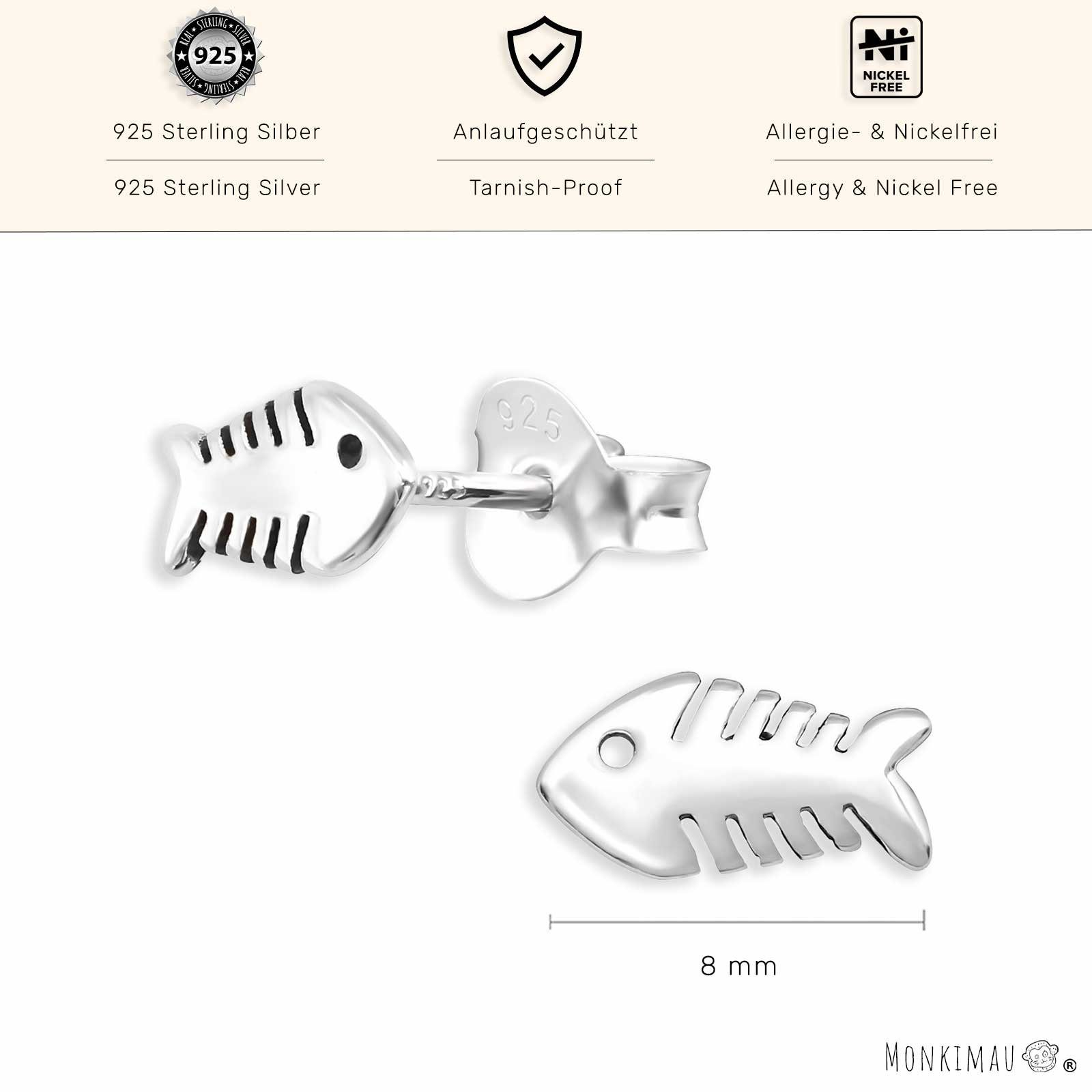 Silber Paar 925 Ohrringe (Packung) Monkimau Fischgräten Ohrstecker aus