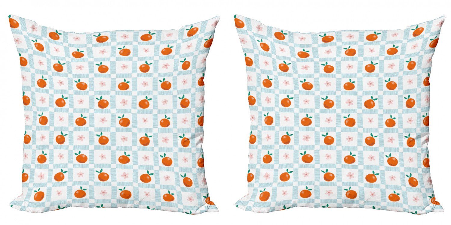 Kissenbezüge Modern Accent Doppelseitiger Digitaldruck, Abakuhaus (2 Stück), Obst Orangen Blush-Blüten-Blumen