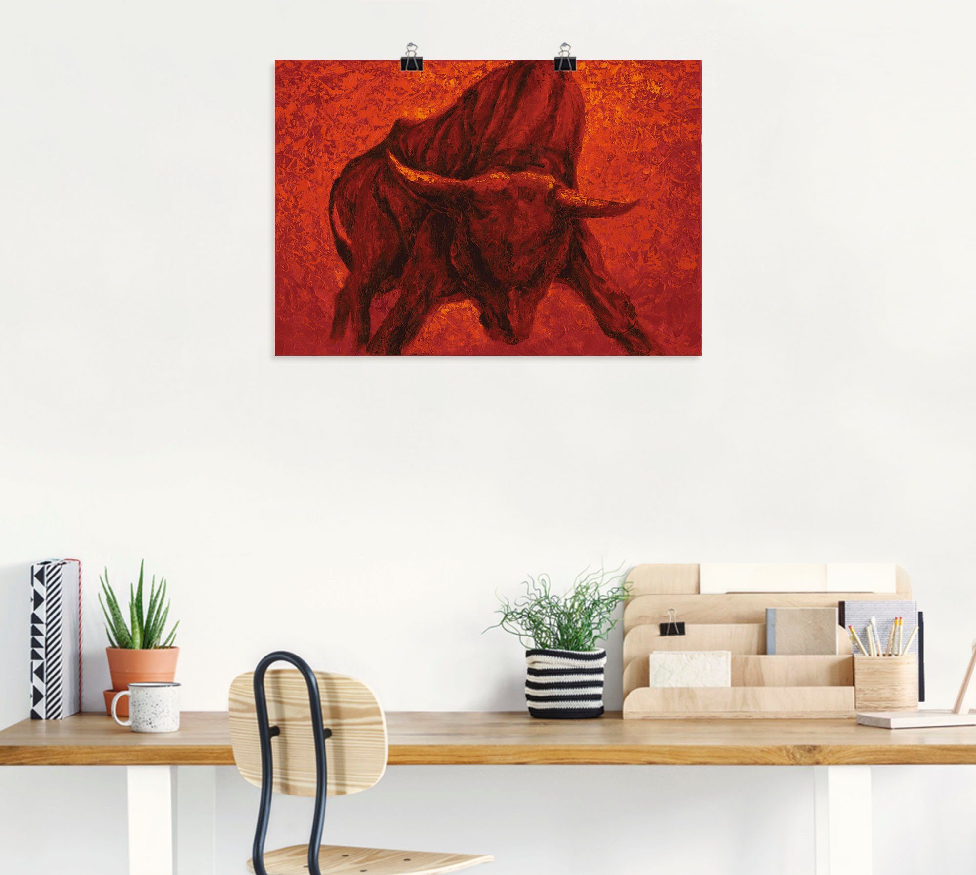 Artland Wandbild Wildtiere (1 versch. Alubild, oder als Poster Leinwandbild, Größen in Wandaufkleber Katalanischer St), Stier