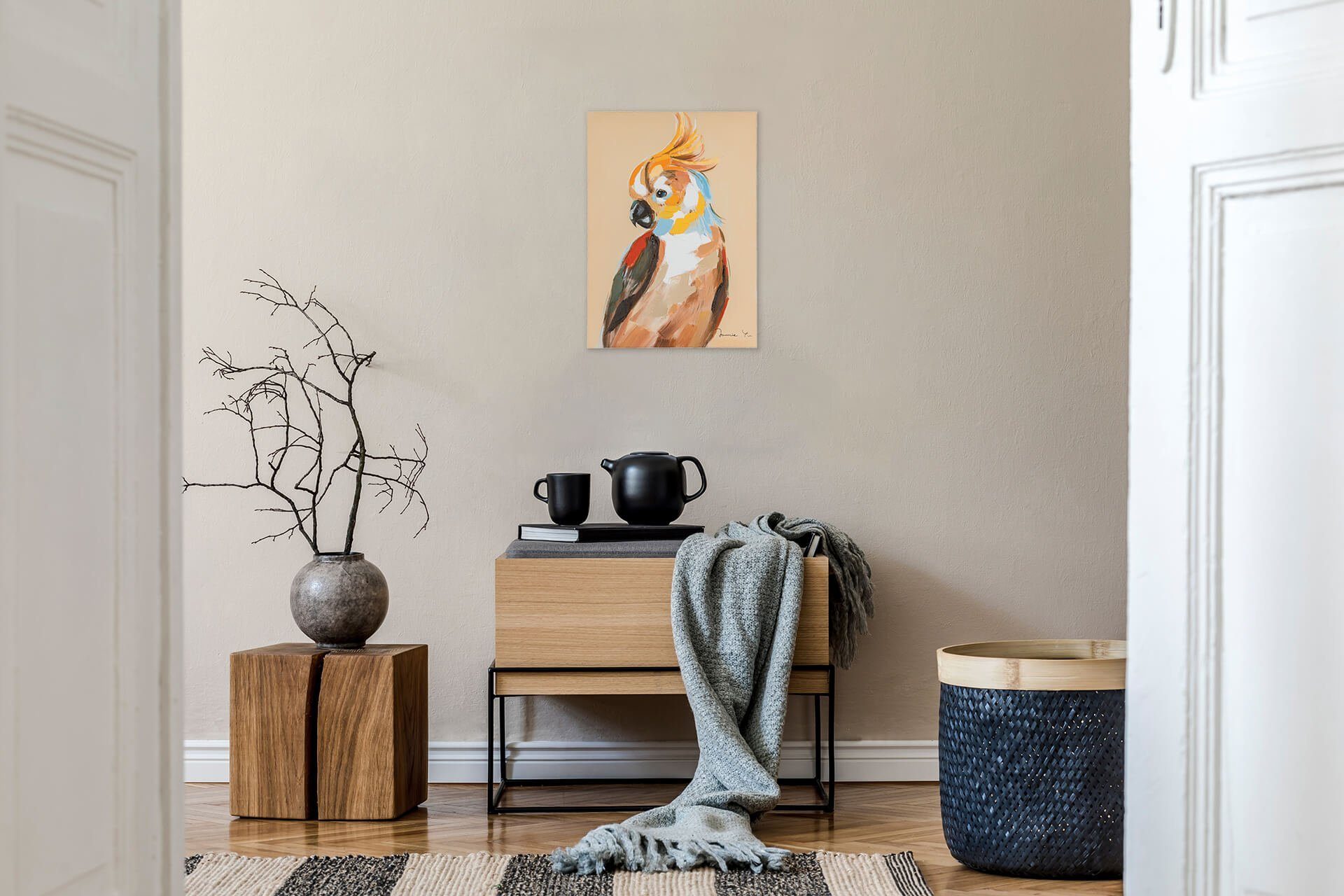 100% Wandbild 50x70 HANDGEMALT Wohnzimmer KUNSTLOFT Portrait Kakadus Leinwandbild Gemälde cm, eines